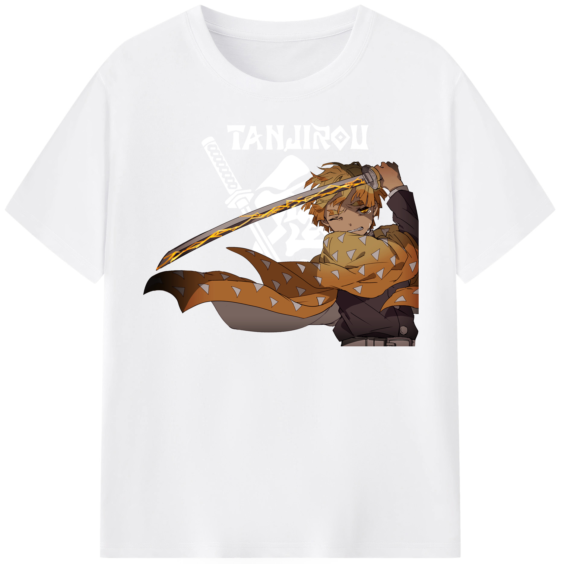 （画像用） 鬼滅の刃（きめつのやいば）我妻 善逸／あがつま ぜんいつ Agatsuma Zenitsu 綿100％半袖Tシャツ（フロントプリント）