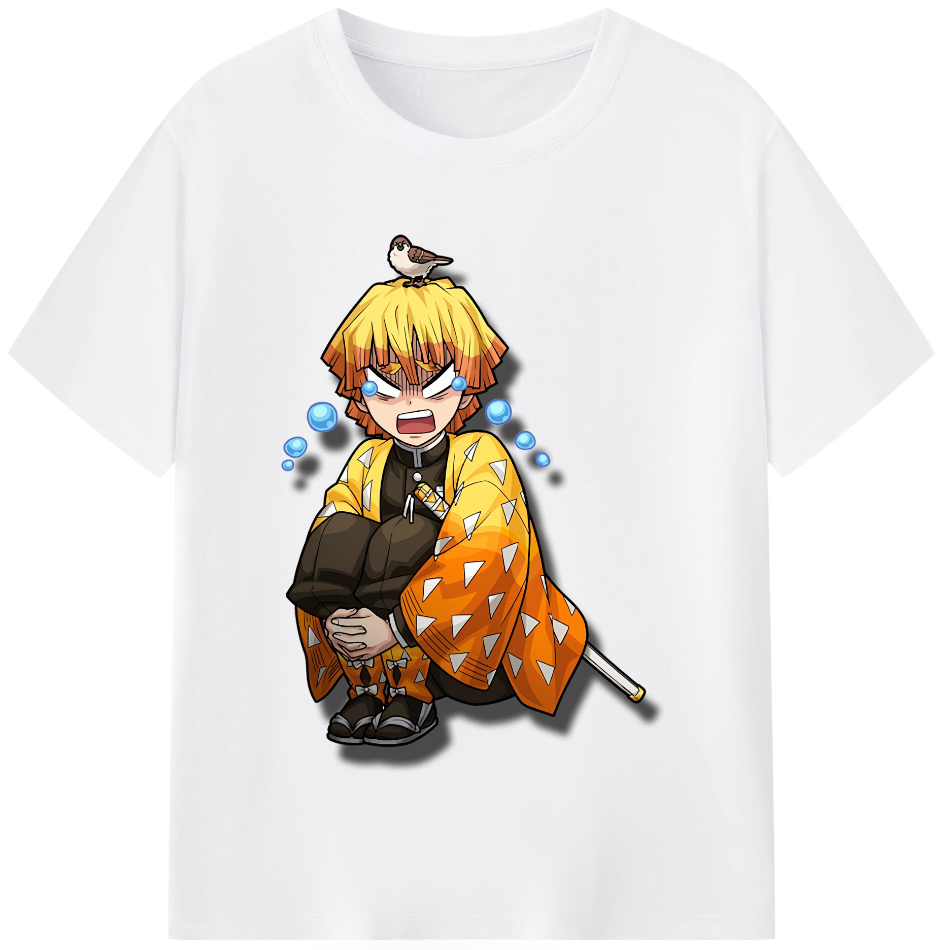 （画像用） 鬼滅の刃（きめつのやいば）我妻 善逸／あがつま ぜんいつ Agatsuma Zenitsu 綿100％半袖Tシャツ（フロントプリント）