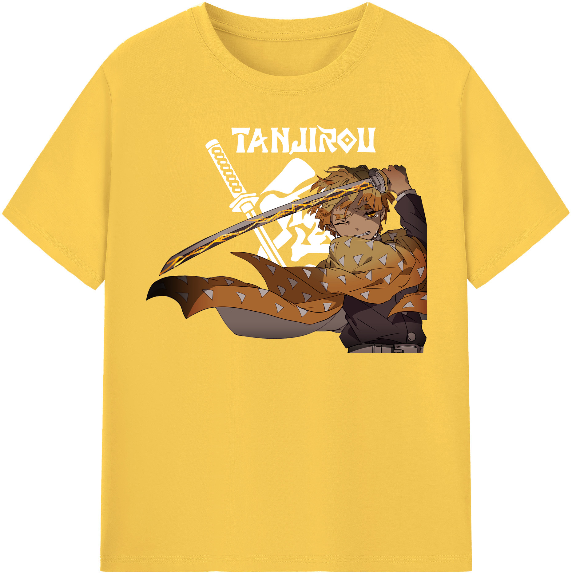 （画像用） 鬼滅の刃（きめつのやいば）我妻 善逸／あがつま ぜんいつ Agatsuma Zenitsu 綿100％半袖Tシャツ（フロントプリント）