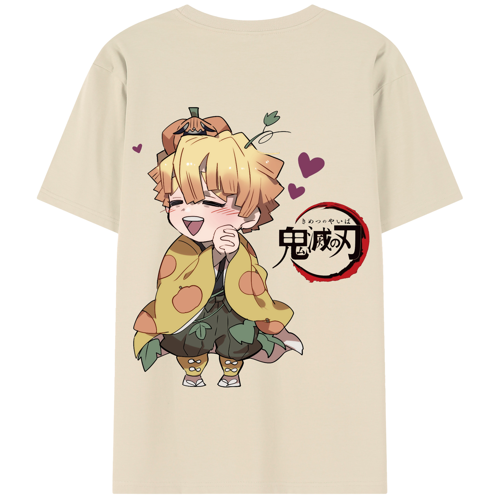 （画像用） 鬼滅の刃（きめつのやいば）我妻 善逸／あがつま ぜんいつ Agatsuma Zenitsu 綿100％半袖Tシャツ（背面プリント）