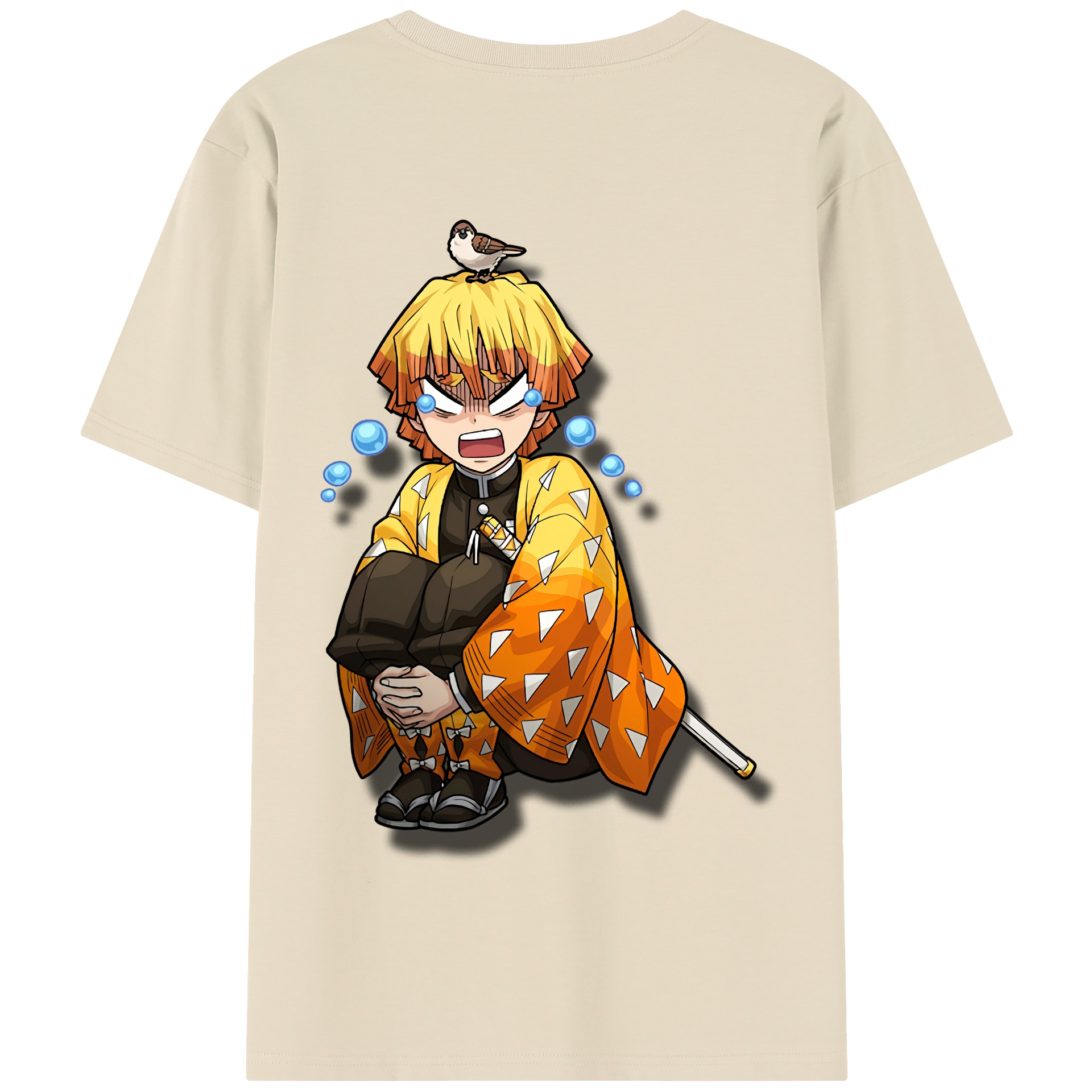 （画像用） 鬼滅の刃（きめつのやいば）我妻 善逸／あがつま ぜんいつ Agatsuma Zenitsu 綿100％半袖Tシャツ（背面プリント）