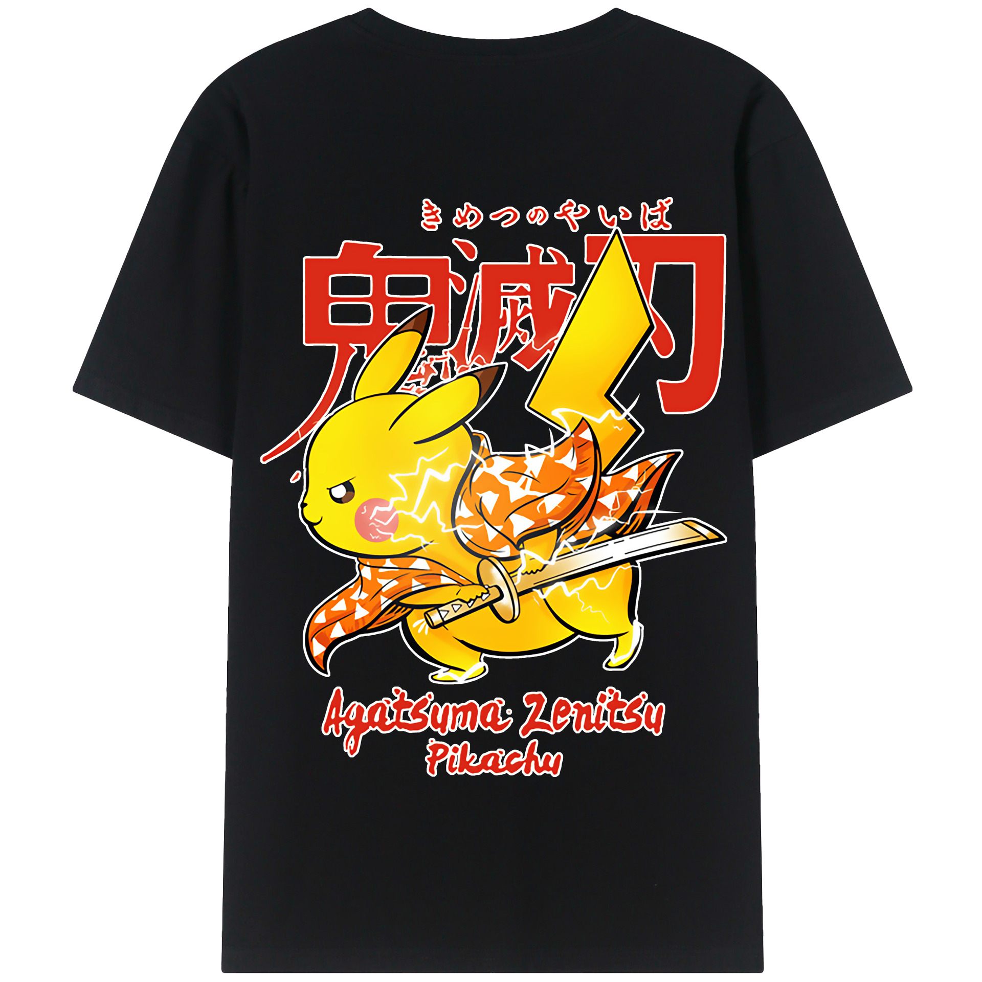 （画像用） 鬼滅の刃（きめつのやいば）我妻 善逸／あがつま ぜんいつ Agatsuma Zenitsu 綿100％半袖Tシャツ（背面プリント）