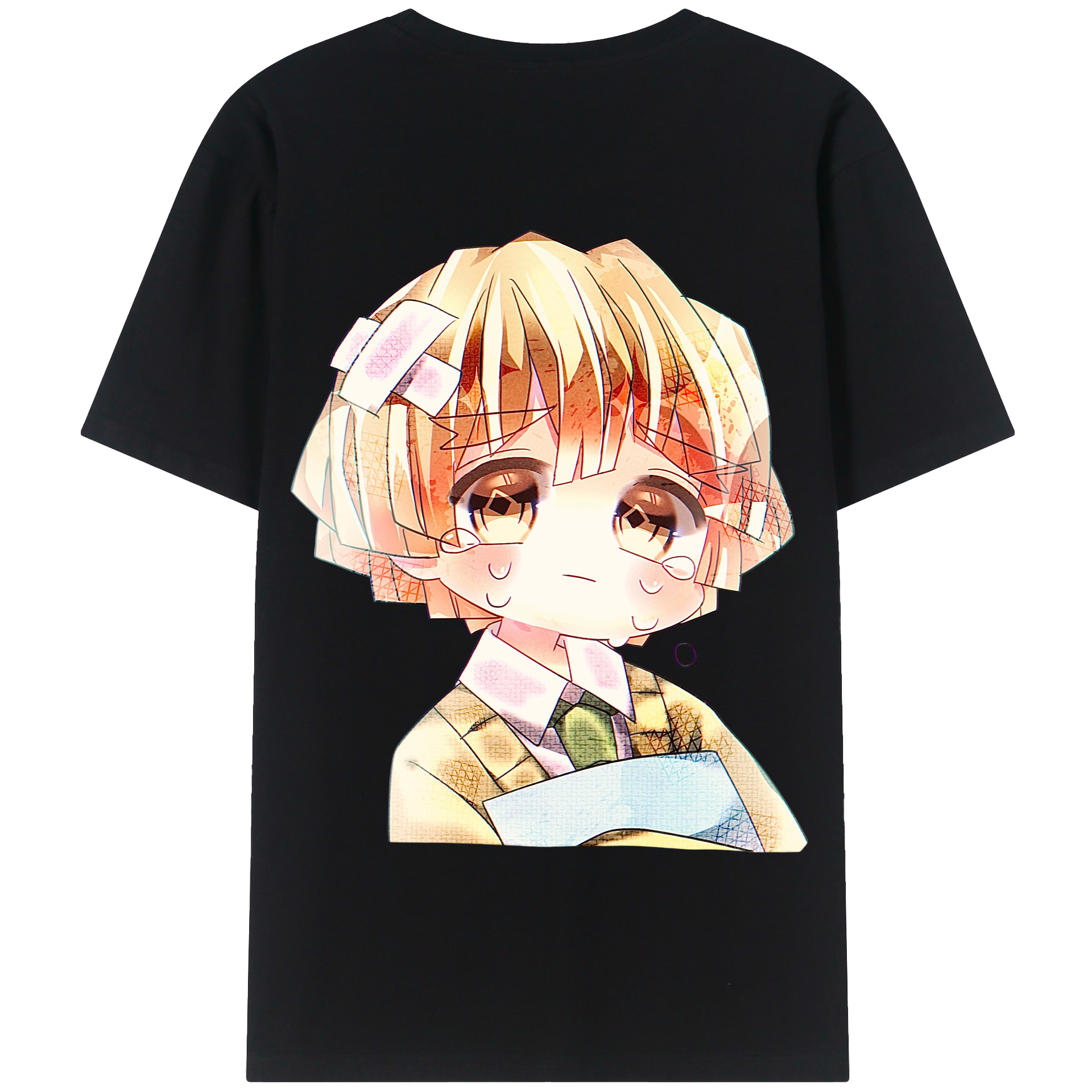 （画像用） 鬼滅の刃（きめつのやいば）我妻 善逸／あがつま ぜんいつ Agatsuma Zenitsu 綿100％半袖Tシャツ（背面プリント）
