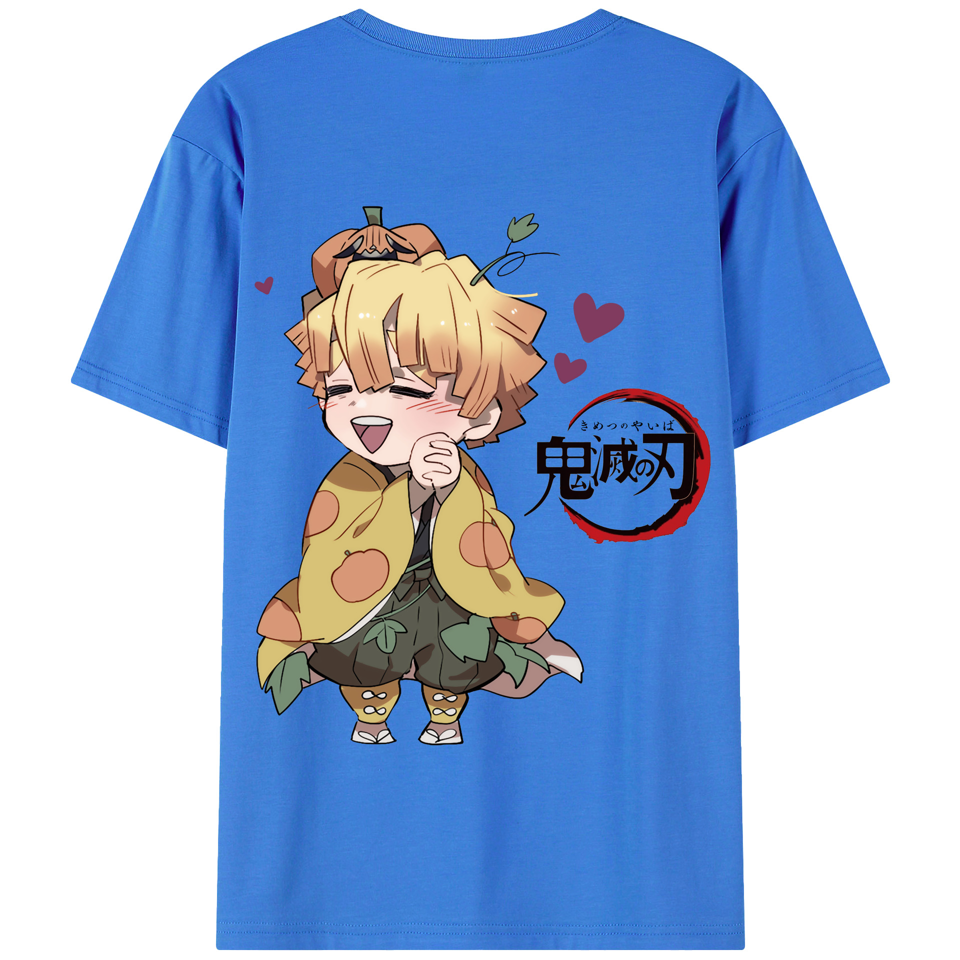 （画像用） 鬼滅の刃（きめつのやいば）我妻 善逸／あがつま ぜんいつ Agatsuma Zenitsu 綿100％半袖Tシャツ（背面プリント）