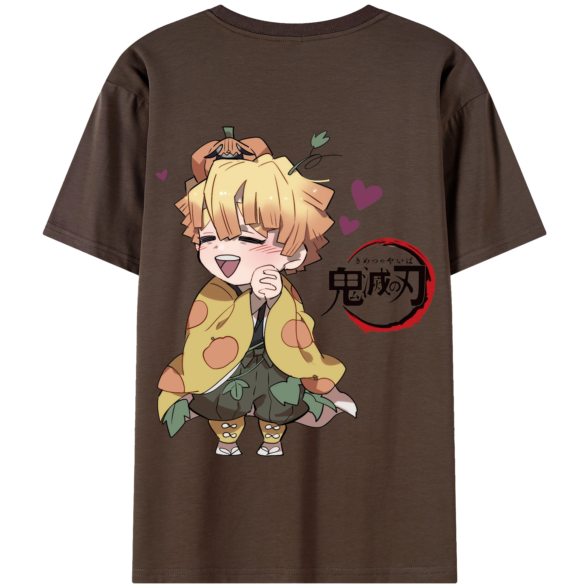 （画像用） 鬼滅の刃（きめつのやいば）我妻 善逸／あがつま ぜんいつ Agatsuma Zenitsu 綿100％半袖Tシャツ（背面プリント）
