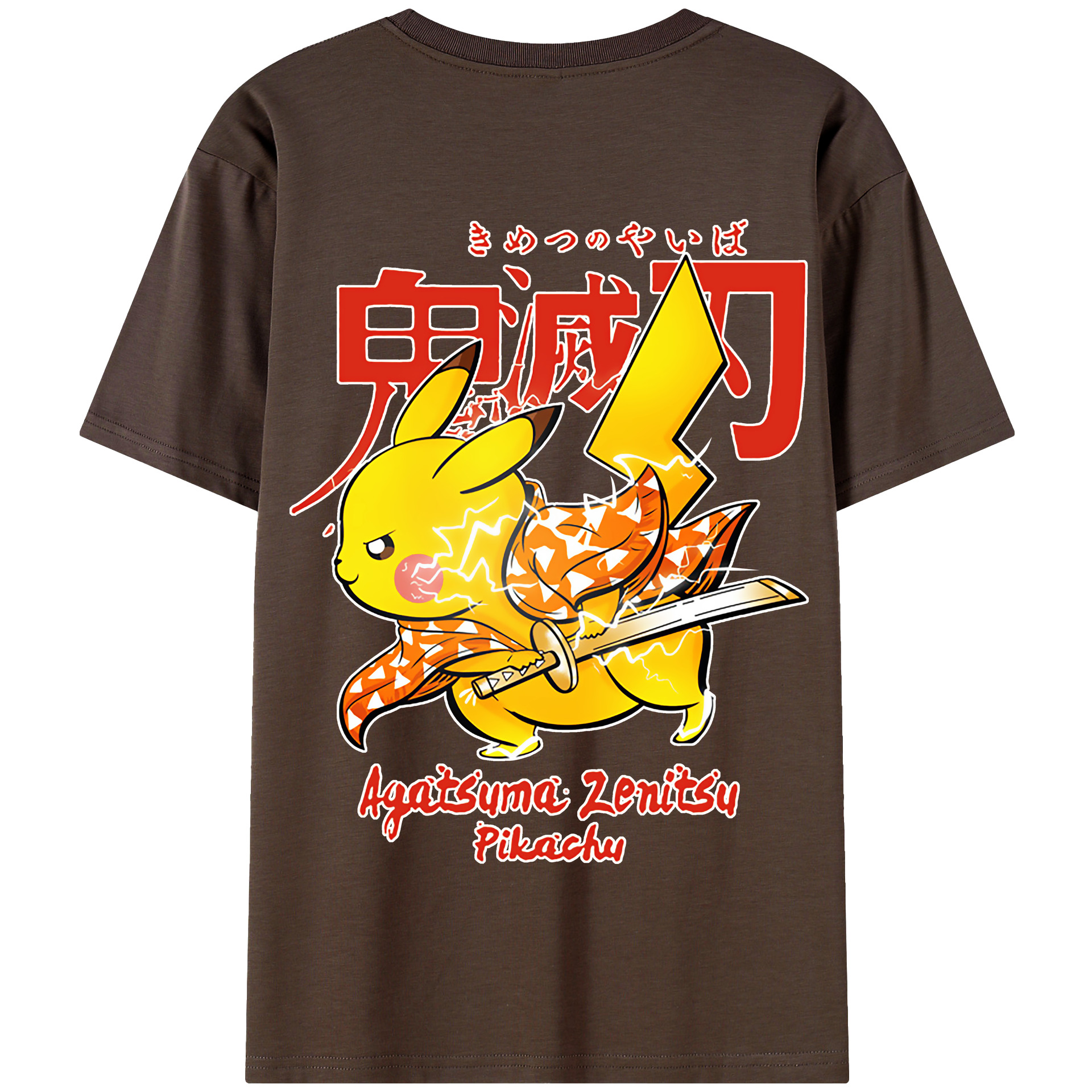 （画像用） 鬼滅の刃（きめつのやいば）我妻 善逸／あがつま ぜんいつ Agatsuma Zenitsu 綿100％半袖Tシャツ（背面プリント）