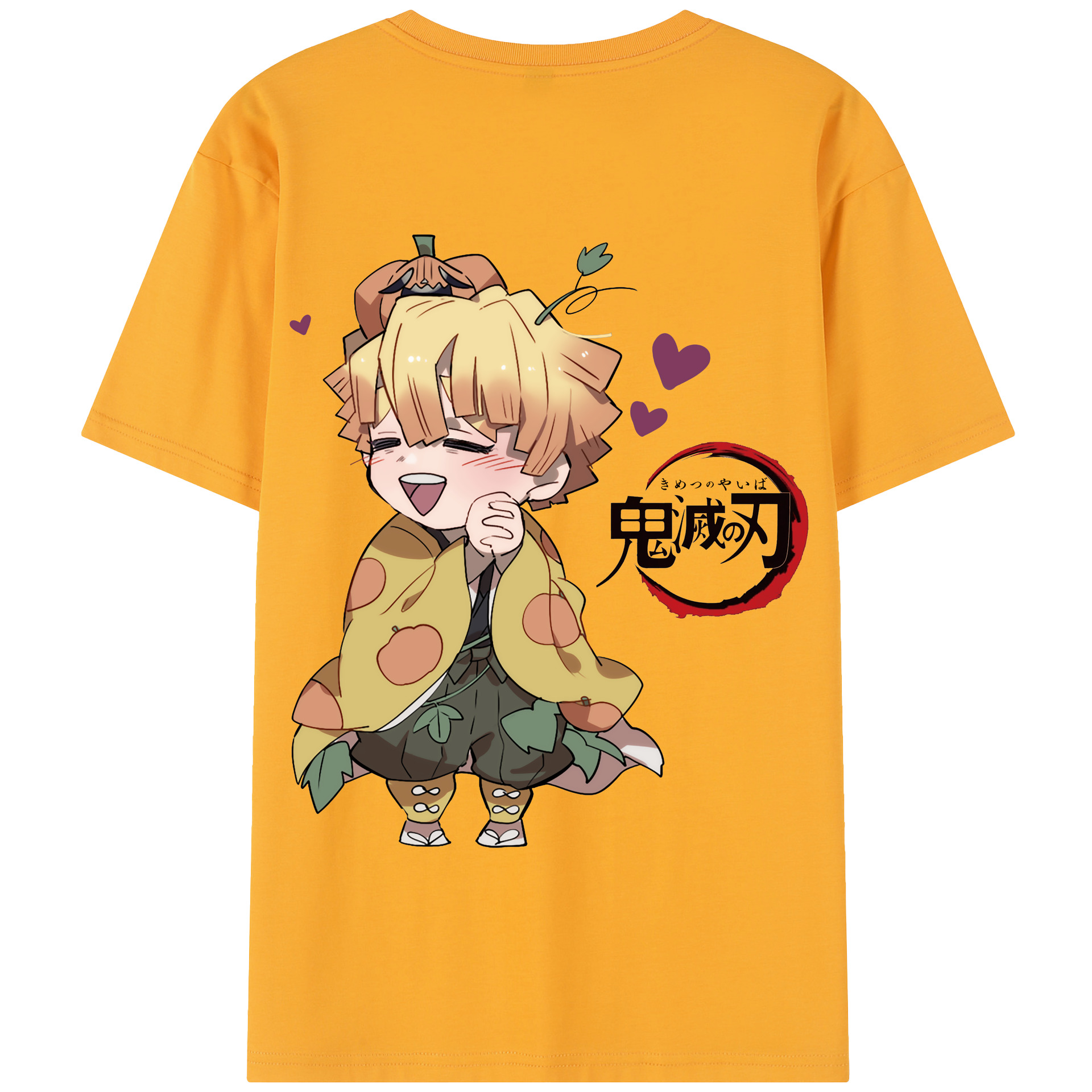 （画像用） 鬼滅の刃（きめつのやいば）我妻 善逸／あがつま ぜんいつ Agatsuma Zenitsu 綿100％半袖Tシャツ（背面プリント）