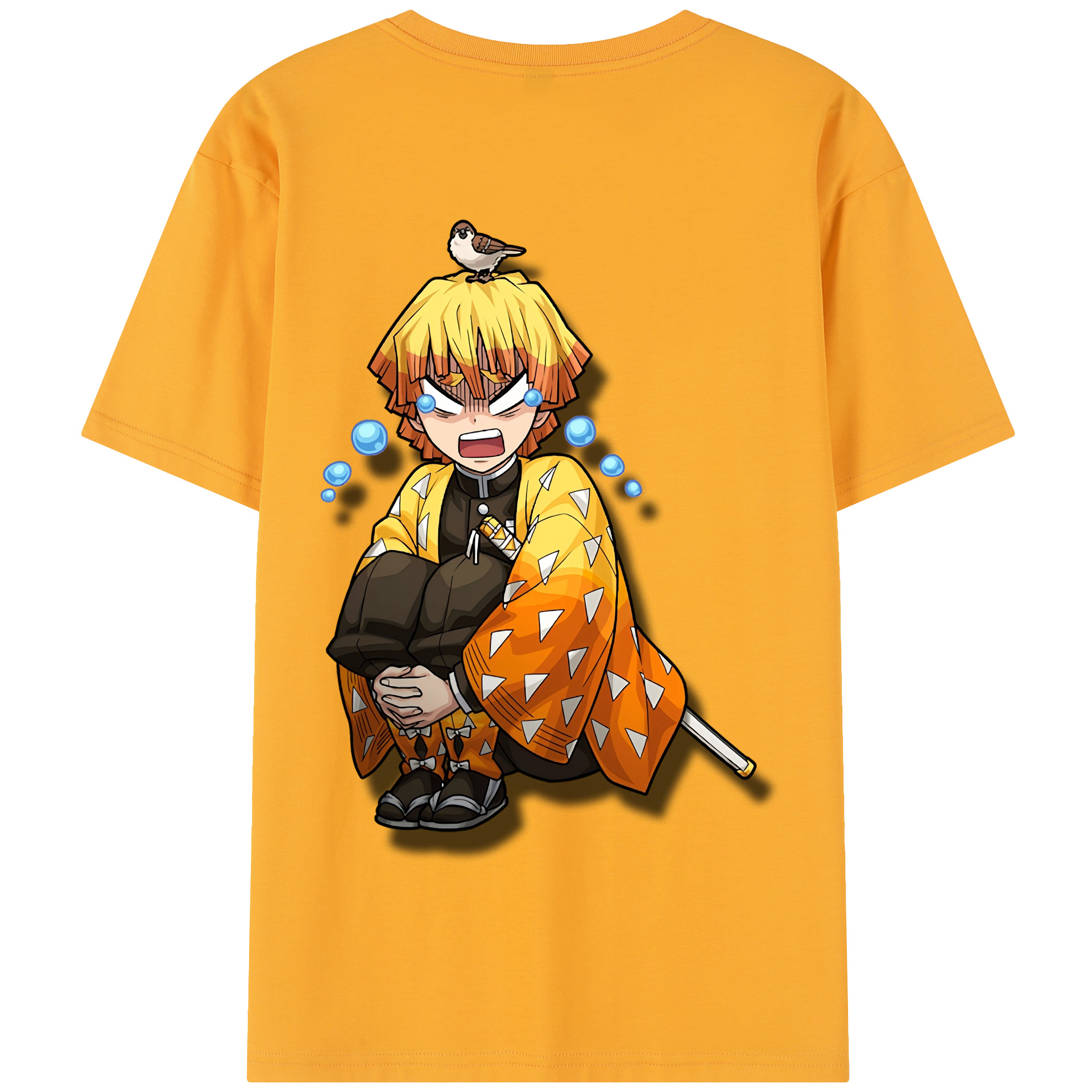 （画像用） 鬼滅の刃（きめつのやいば）我妻 善逸／あがつま ぜんいつ Agatsuma Zenitsu 綿100％半袖Tシャツ（背面プリント）