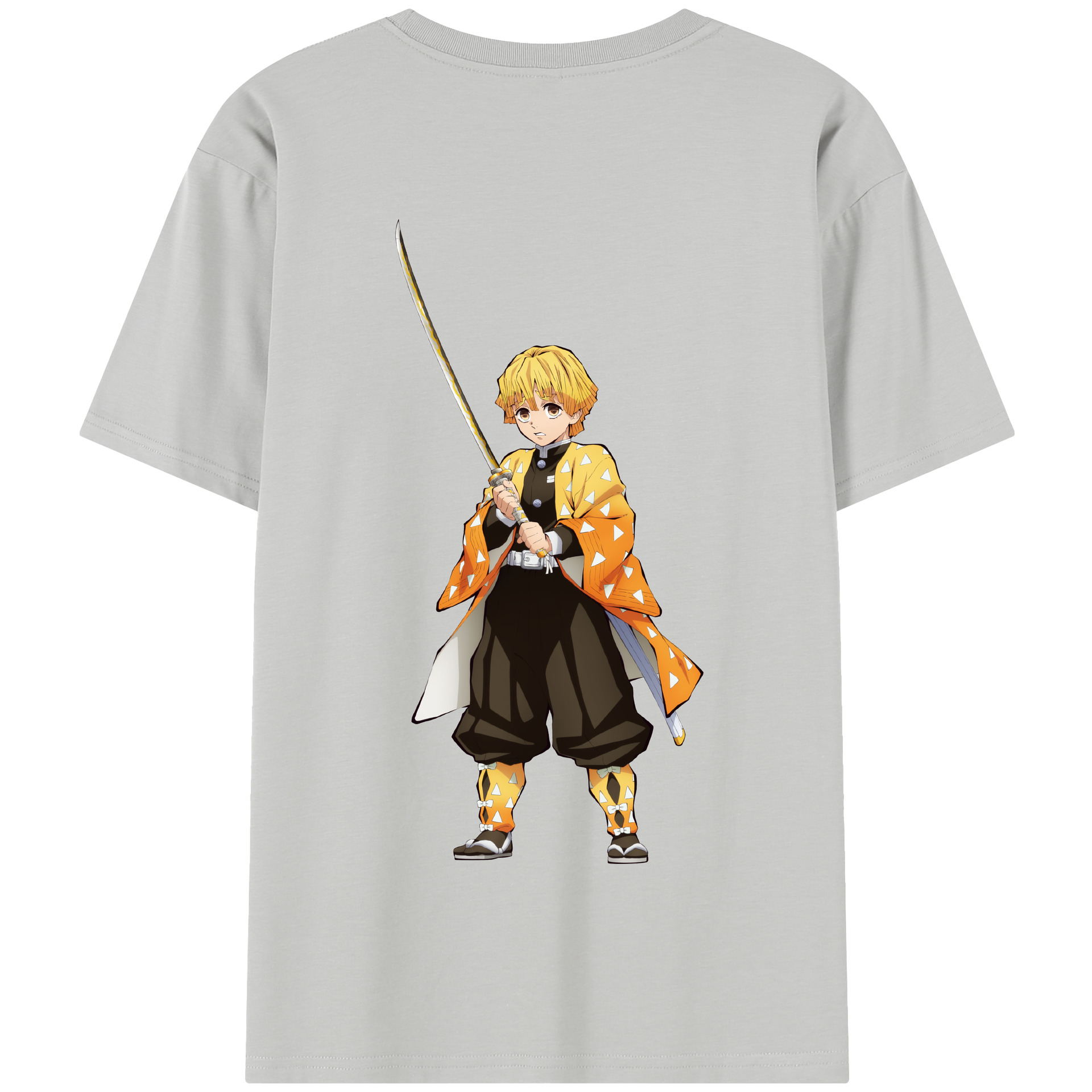 （画像用） 鬼滅の刃（きめつのやいば）我妻 善逸／あがつま ぜんいつ Agatsuma Zenitsu 綿100％半袖Tシャツ（背面プリント）