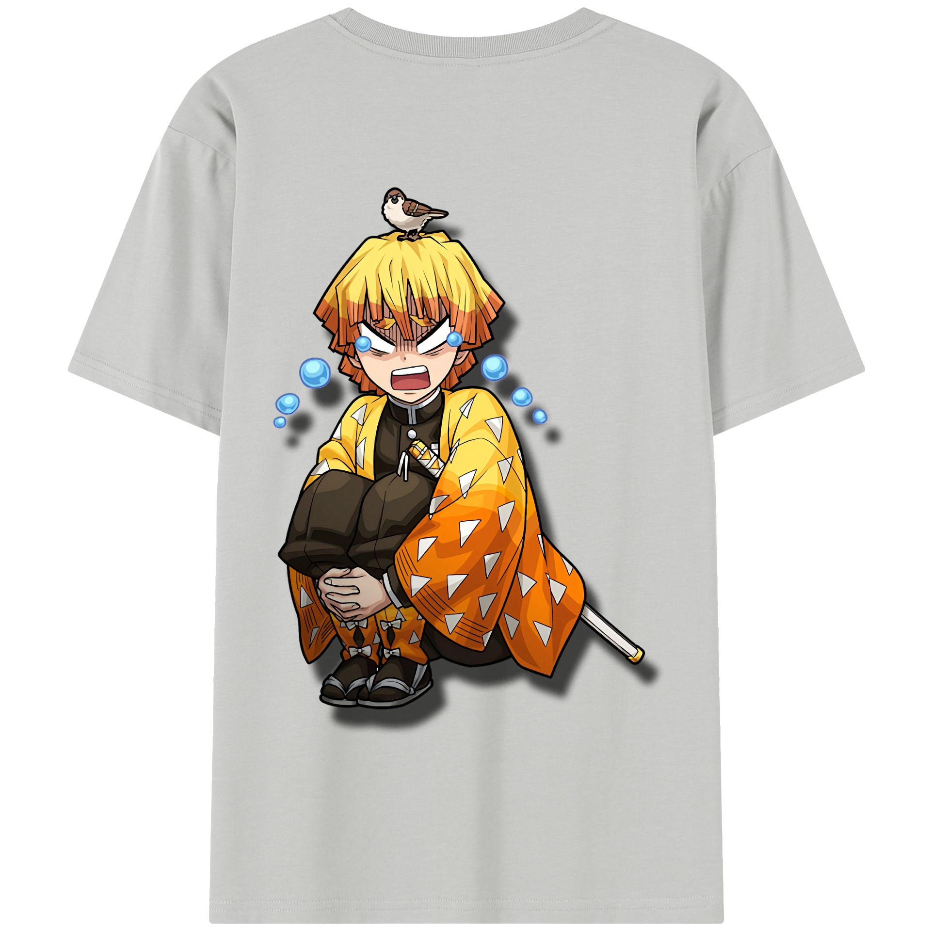 （画像用） 鬼滅の刃（きめつのやいば）我妻 善逸／あがつま ぜんいつ Agatsuma Zenitsu 綿100％半袖Tシャツ（背面プリント）
