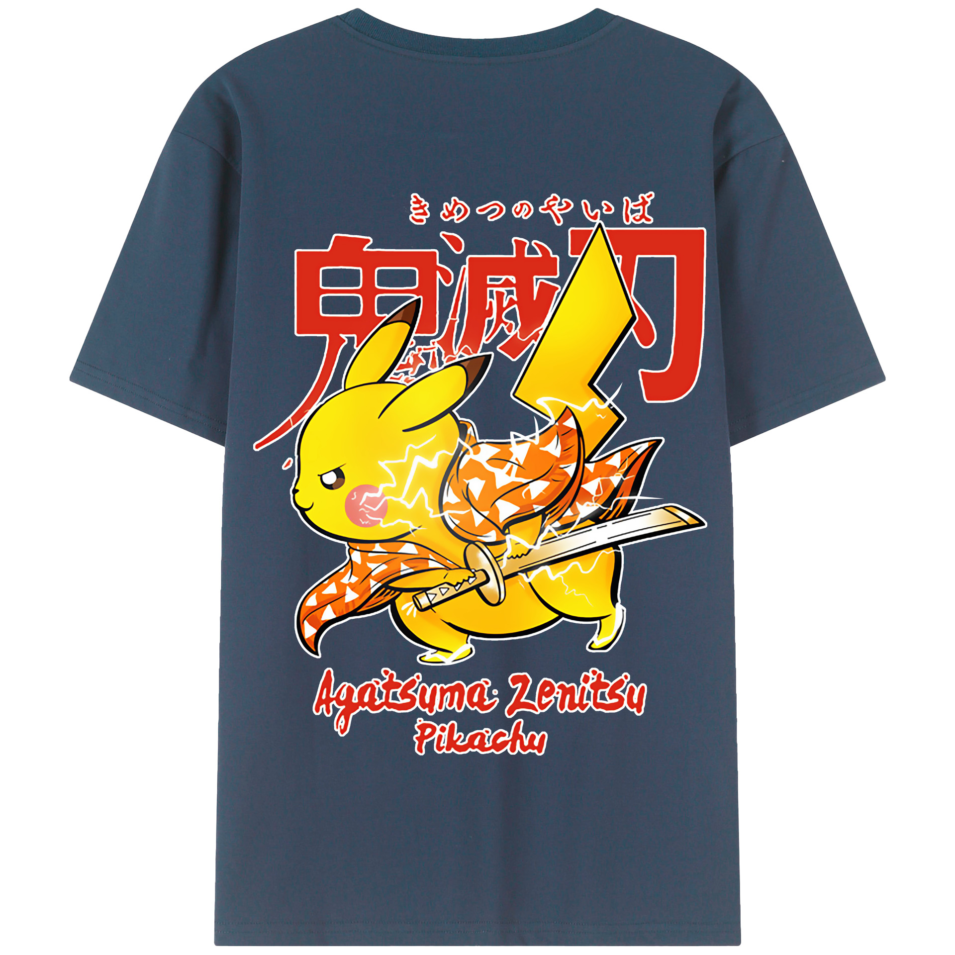 （画像用） 鬼滅の刃（きめつのやいば）我妻 善逸／あがつま ぜんいつ Agatsuma Zenitsu 綿100％半袖Tシャツ（背面プリント）