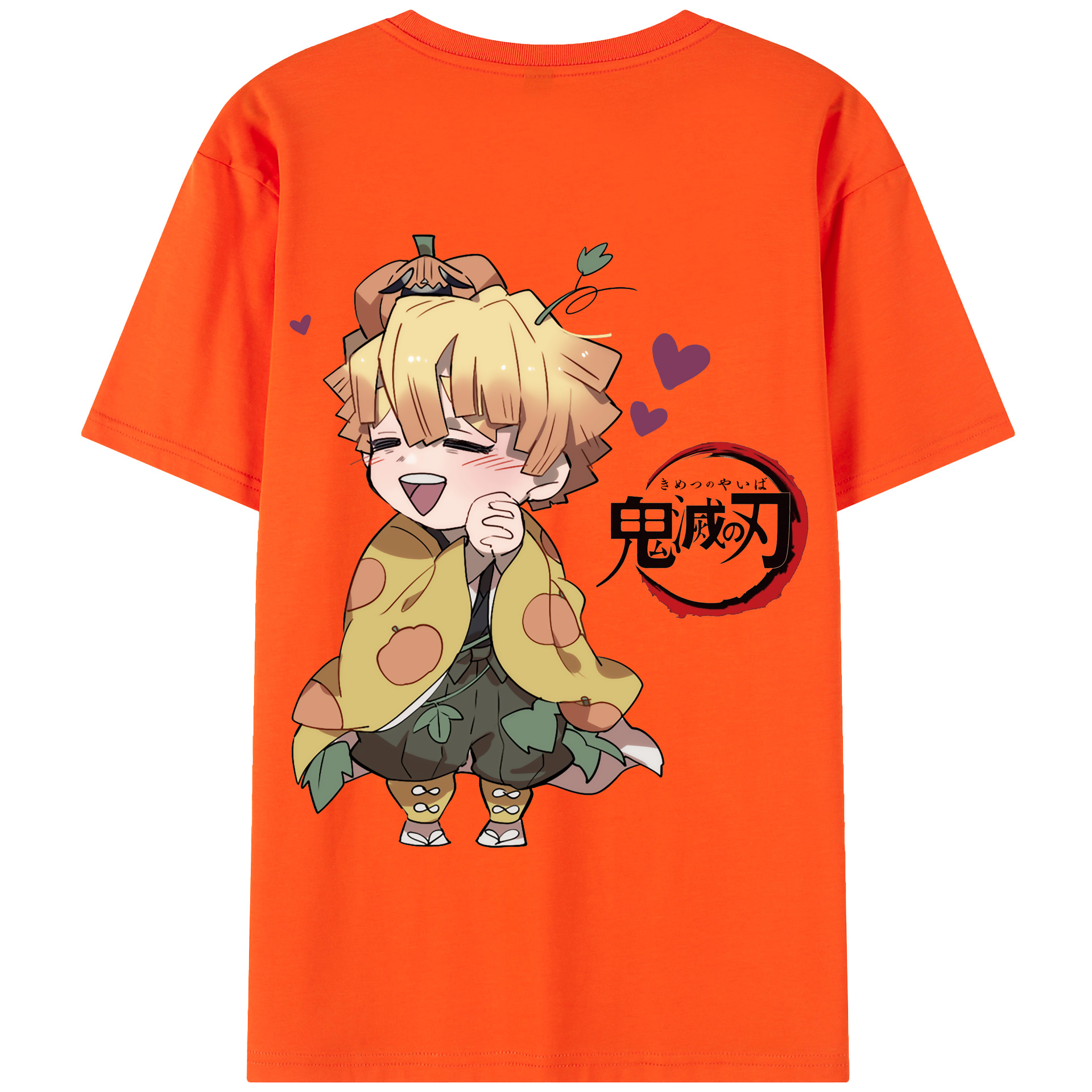 （画像用） 鬼滅の刃（きめつのやいば）我妻 善逸／あがつま ぜんいつ Agatsuma Zenitsu 綿100％半袖Tシャツ（背面プリント）