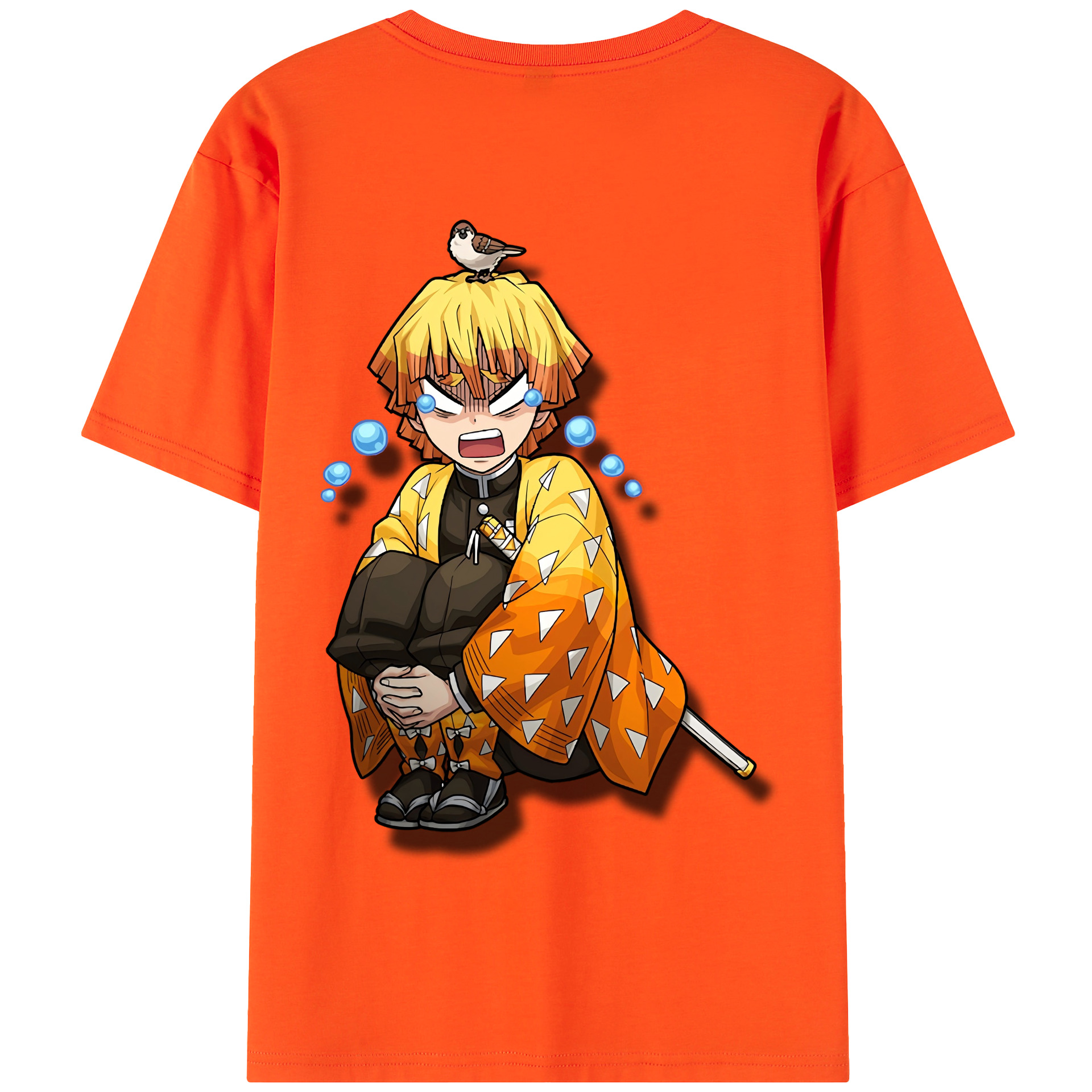 （画像用） 鬼滅の刃（きめつのやいば）我妻 善逸／あがつま ぜんいつ Agatsuma Zenitsu 綿100％半袖Tシャツ（背面プリント）