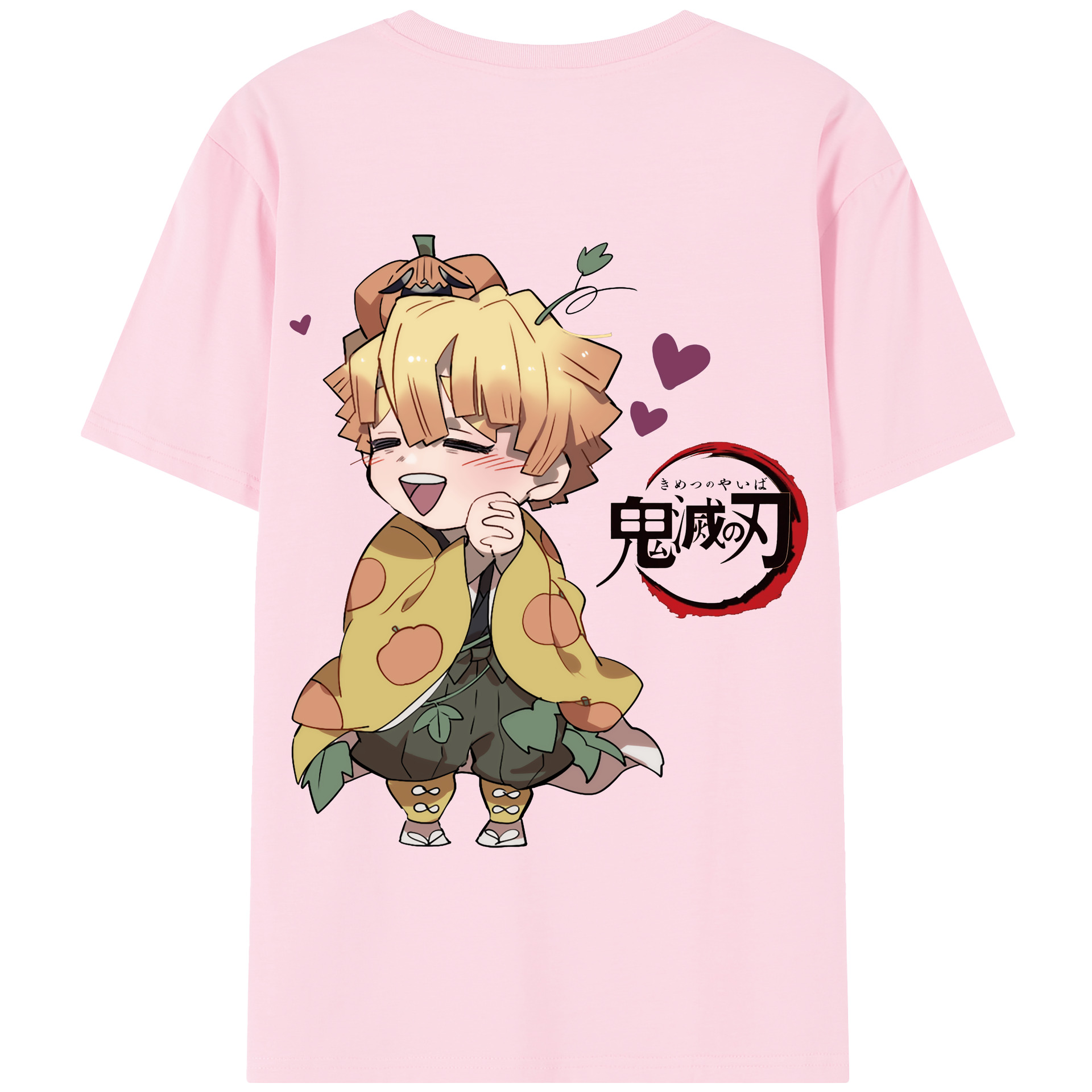 （画像用） 鬼滅の刃（きめつのやいば）我妻 善逸／あがつま ぜんいつ Agatsuma Zenitsu 綿100％半袖Tシャツ（背面プリント）