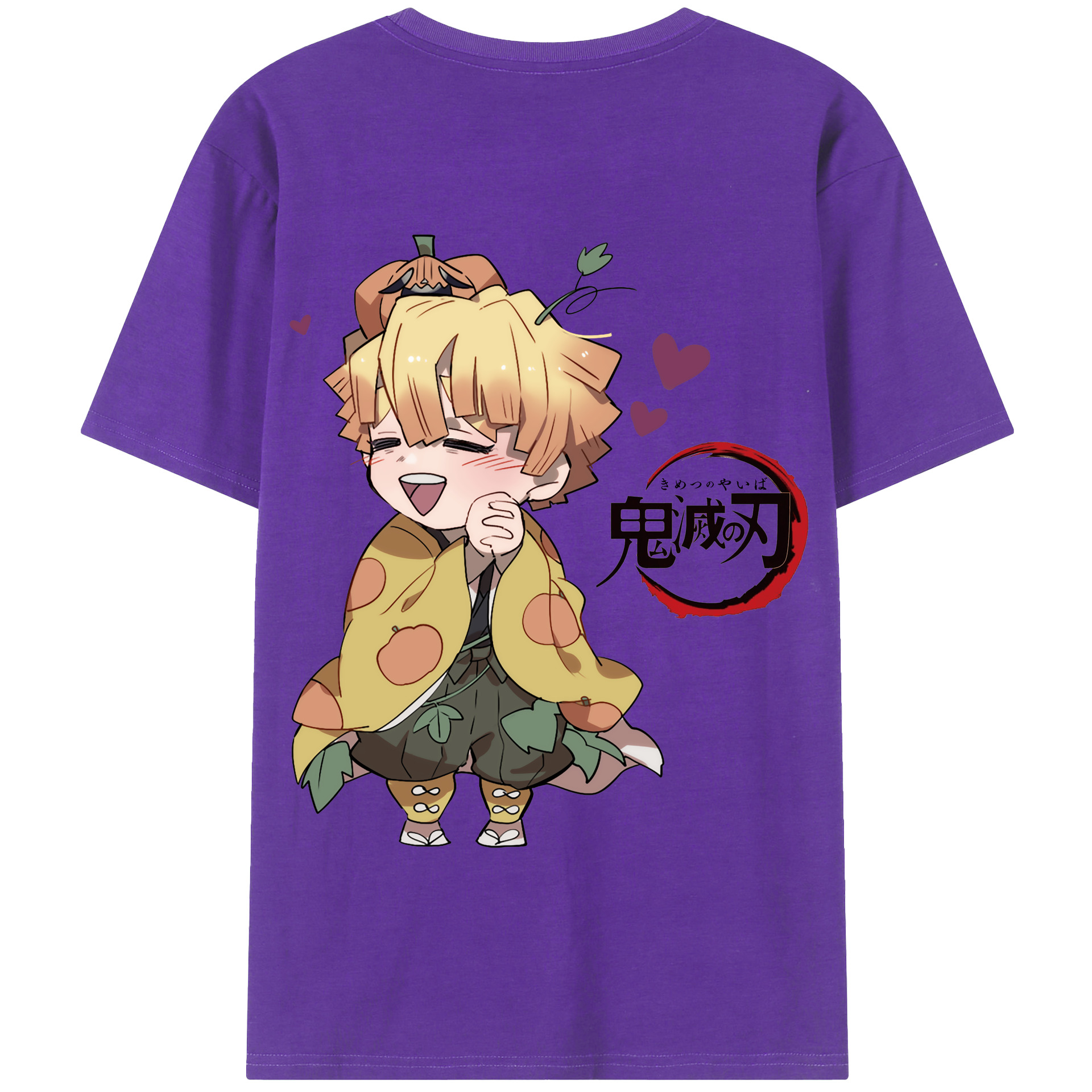 （画像用） 鬼滅の刃（きめつのやいば）我妻 善逸／あがつま ぜんいつ Agatsuma Zenitsu 綿100％半袖Tシャツ（背面プリント）