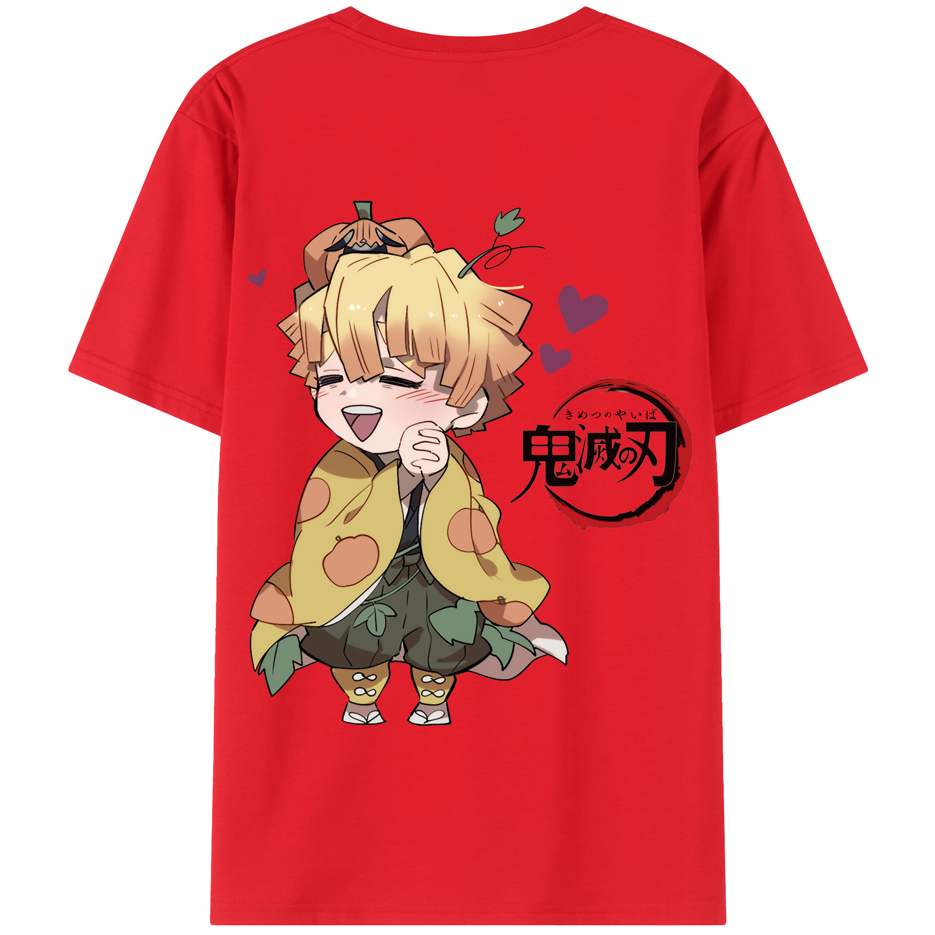 （画像用） 鬼滅の刃（きめつのやいば）我妻 善逸／あがつま ぜんいつ Agatsuma Zenitsu 綿100％半袖Tシャツ（背面プリント）
