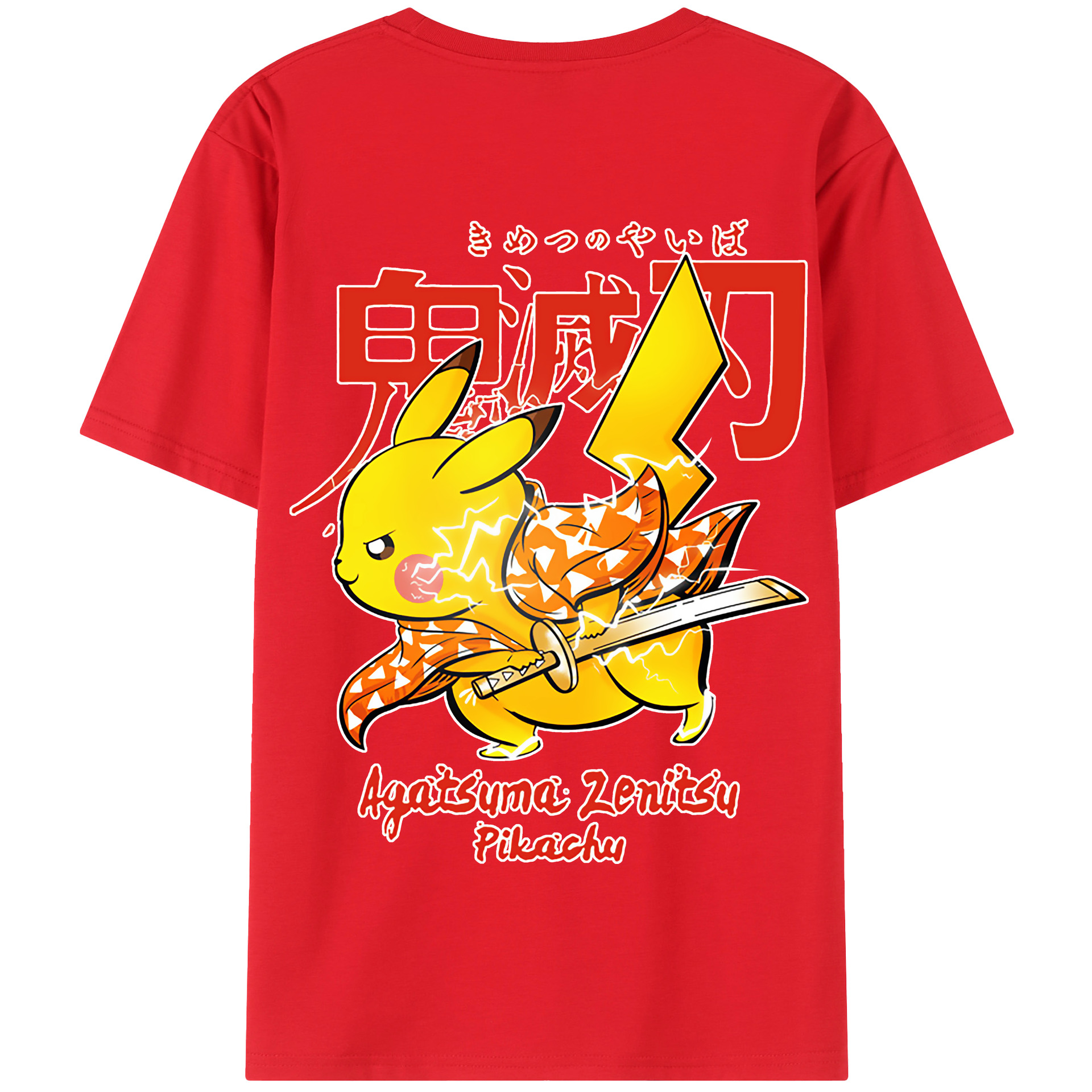 （画像用） 鬼滅の刃（きめつのやいば）我妻 善逸／あがつま ぜんいつ Agatsuma Zenitsu 綿100％半袖Tシャツ（背面プリント）