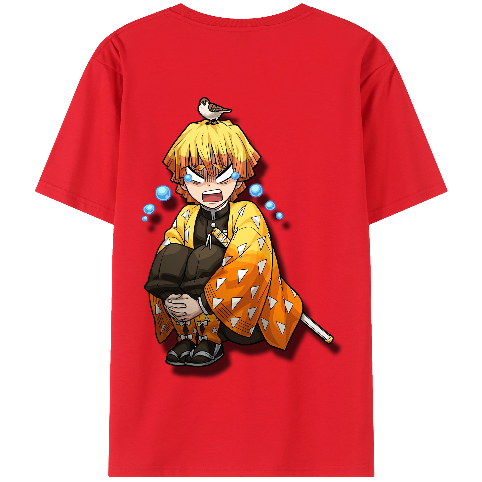 （画像用） 鬼滅の刃（きめつのやいば）我妻 善逸／あがつま ぜんいつ Agatsuma Zenitsu 綿100％半袖Tシャツ（背面プリント）