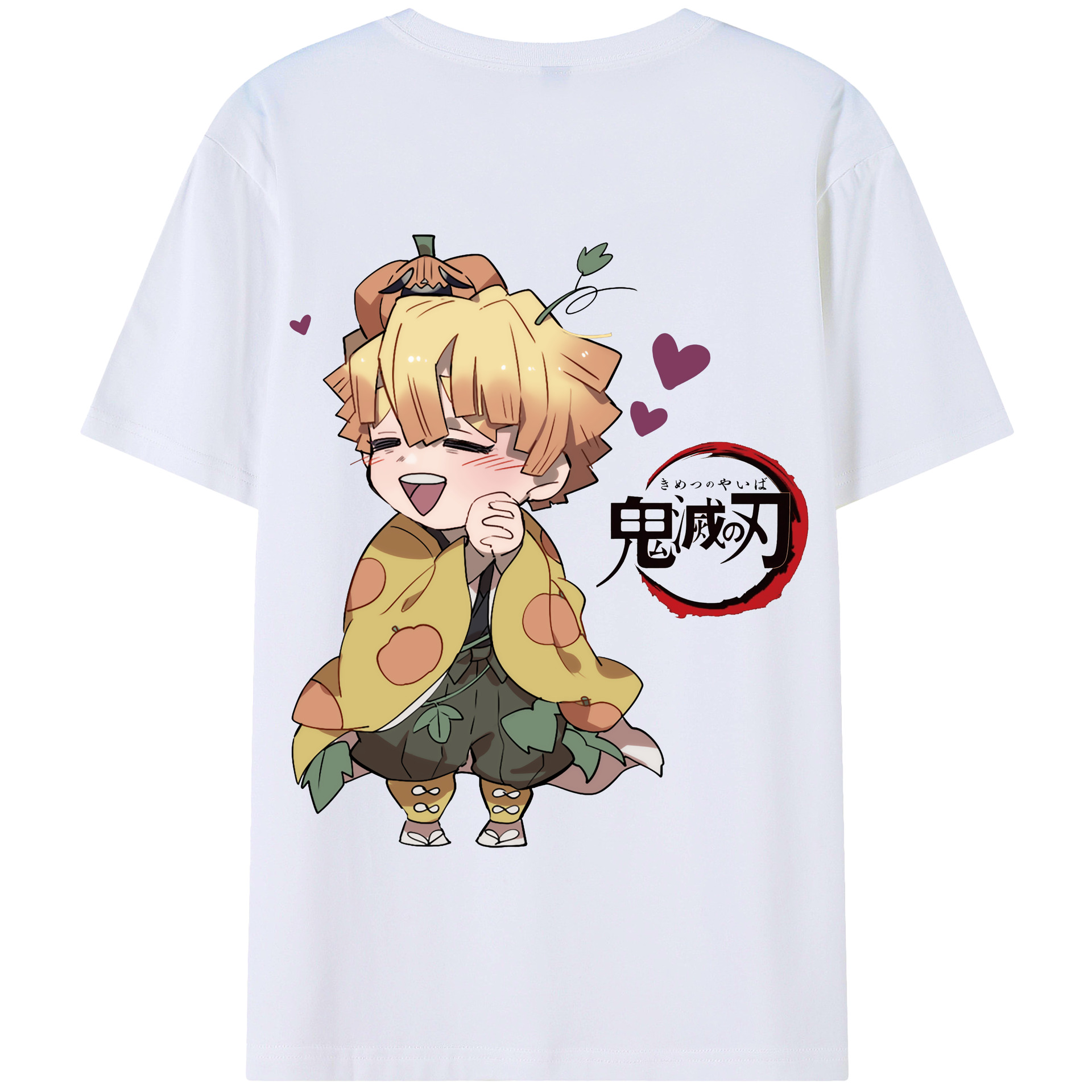 （画像用） 鬼滅の刃（きめつのやいば）我妻 善逸／あがつま ぜんいつ Agatsuma Zenitsu 綿100％半袖Tシャツ（背面プリント）