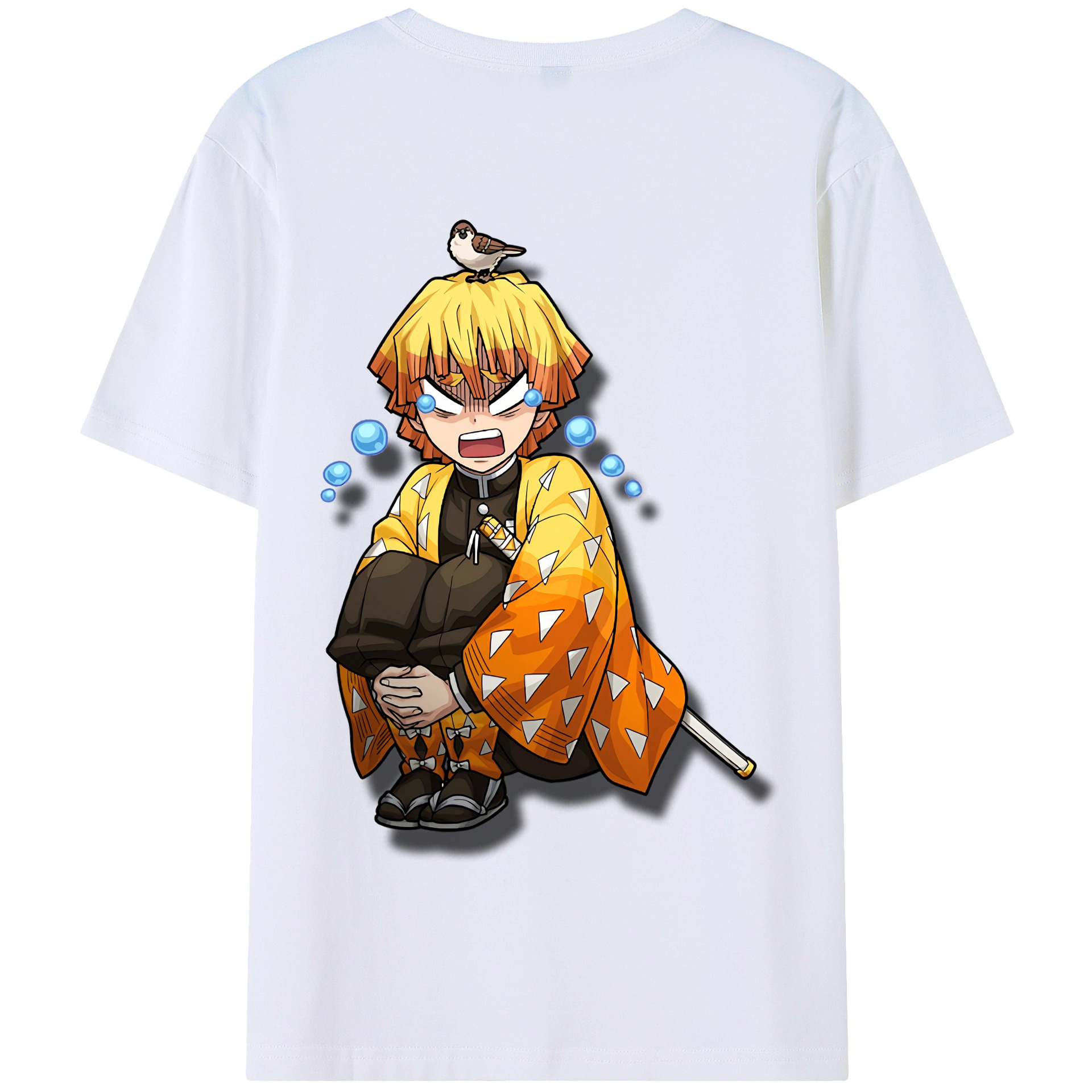 （画像用） 鬼滅の刃（きめつのやいば）我妻 善逸／あがつま ぜんいつ Agatsuma Zenitsu 綿100％半袖Tシャツ（背面プリント）