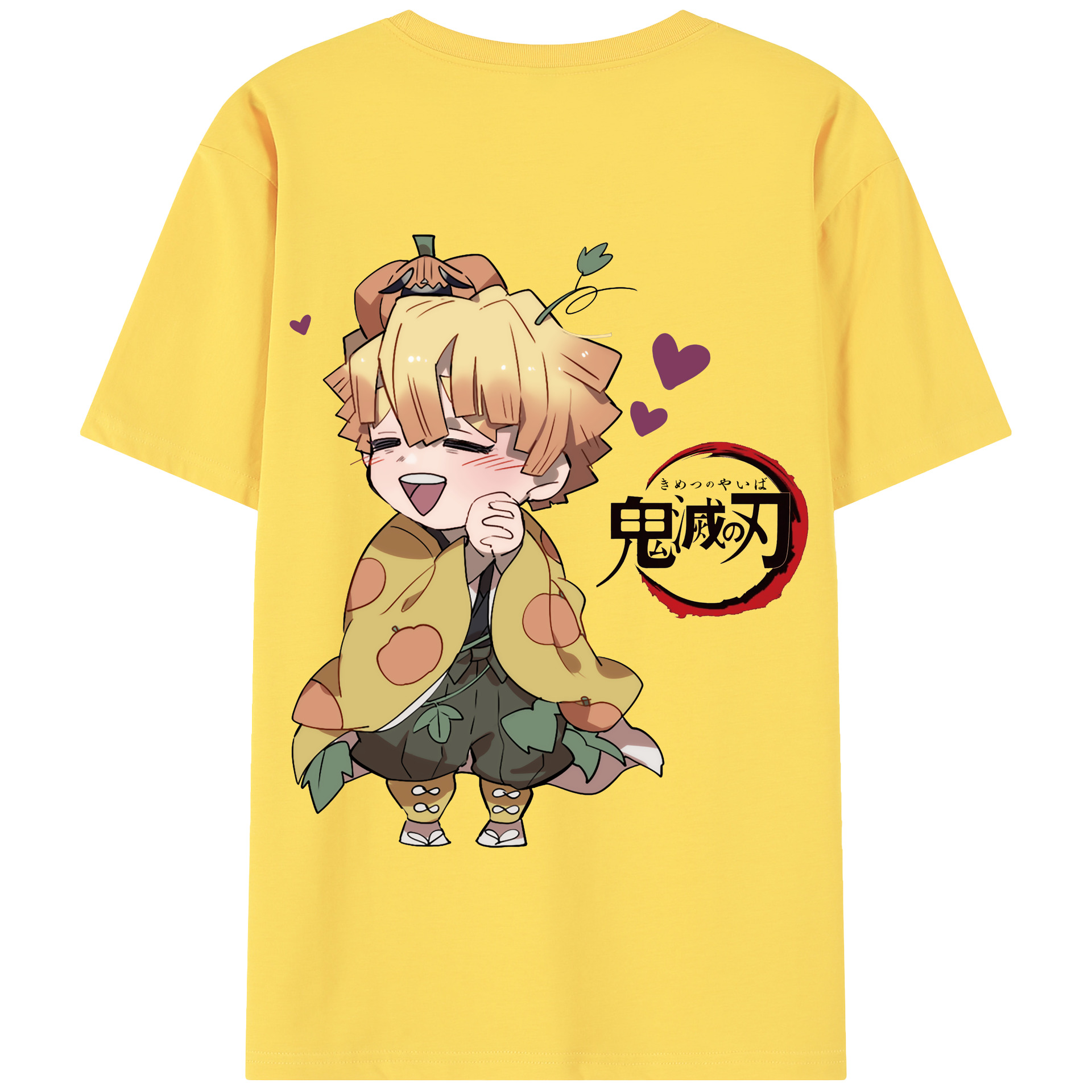 （画像用） 鬼滅の刃（きめつのやいば）我妻 善逸／あがつま ぜんいつ Agatsuma Zenitsu 綿100％半袖Tシャツ（背面プリント）