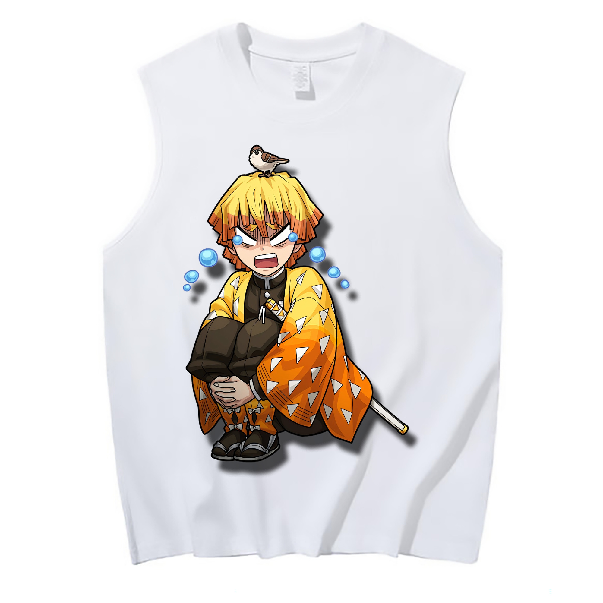 （画像用） 鬼滅の刃（きめつのやいば）我妻 善逸／あがつま ぜんいつ Agatsuma Zenitsu コットン100％タンクトップ（フロントプリント）