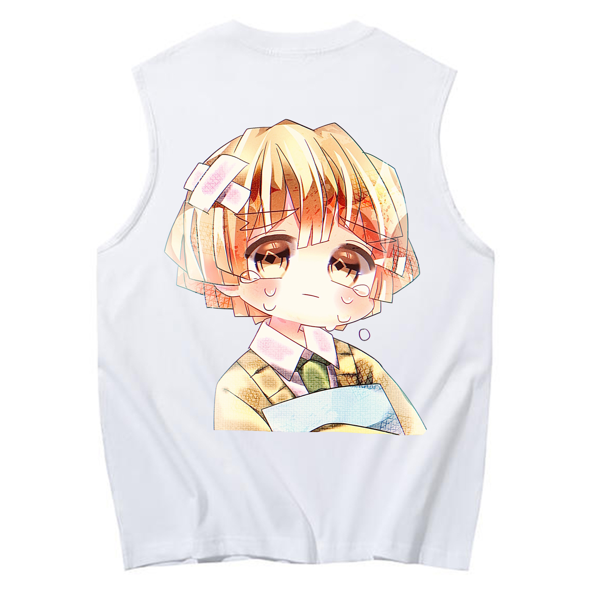 （画像用） 鬼滅の刃（きめつのやいば）我妻 善逸／あがつま ぜんいつ Agatsuma Zenitsu コットン100％タンクトップ（背面プリント）