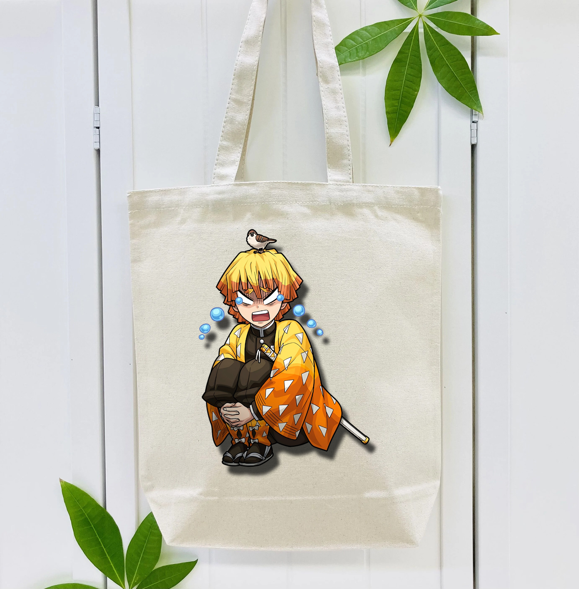 鬼滅の刃（きめつのやいば）我妻 善逸／あがつま ぜんいつ Agatsuma Zenitsu 縦型キャンバス生地手提げバッグ　トートバッグ