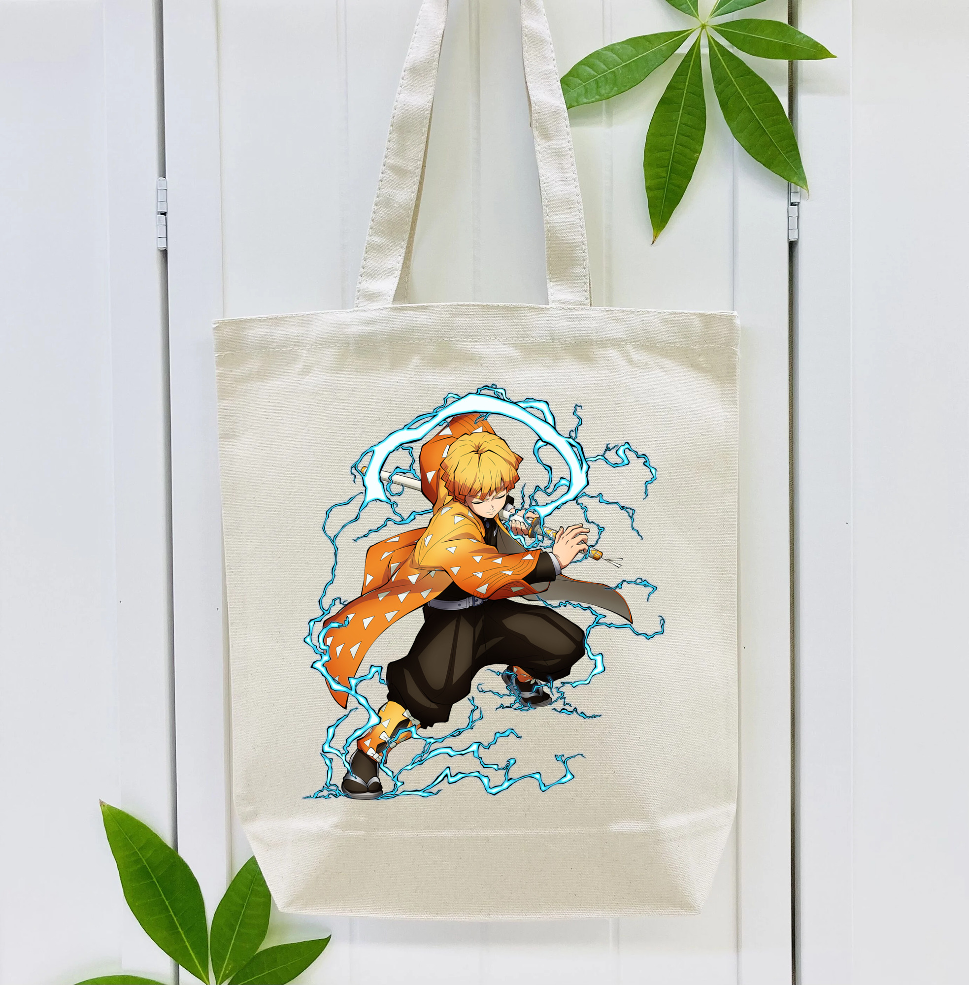 鬼滅の刃（きめつのやいば）我妻 善逸／あがつま ぜんいつ Agatsuma Zenitsu 縦型キャンバス生地手提げバッグ　トートバッグ