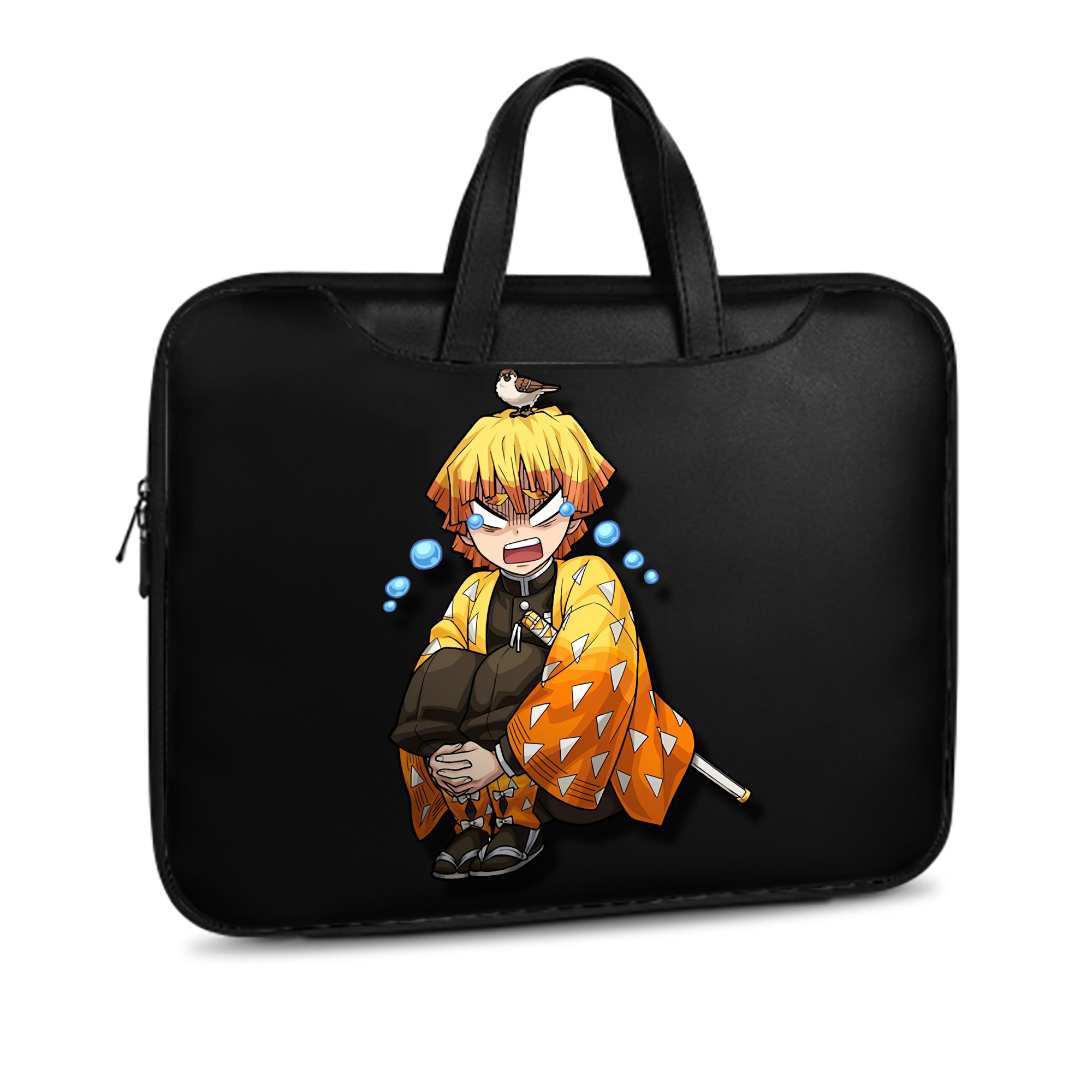 （画像用） 鬼滅の刃（きめつのやいば）我妻 善逸／あがつま ぜんいつ Agatsuma Zenitsu レザーラップトップバッグ　ノートパソコンケース