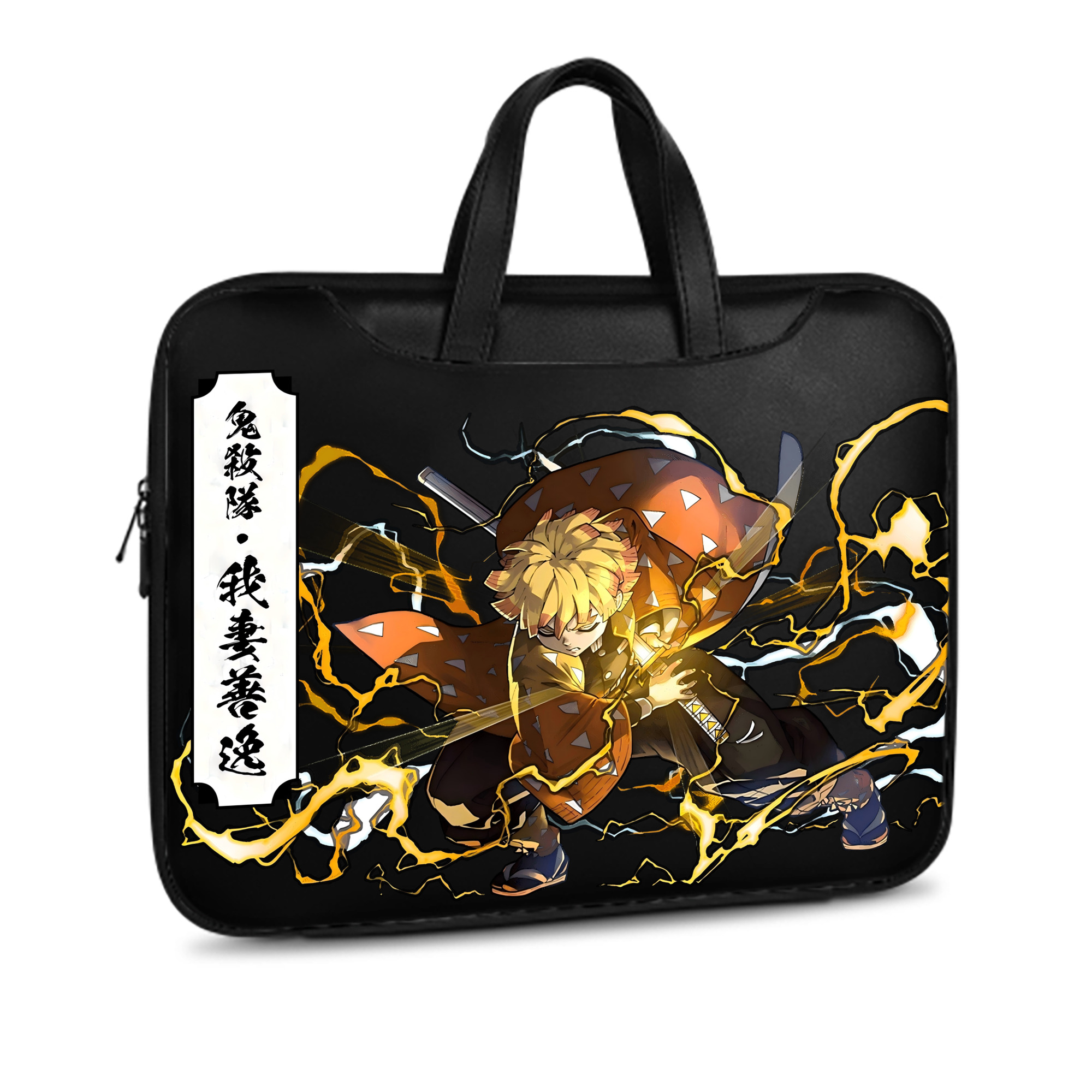 （画像用） 鬼滅の刃（きめつのやいば）我妻 善逸／あがつま ぜんいつ Agatsuma Zenitsu レザーラップトップバッグ　ノートパソコンケース