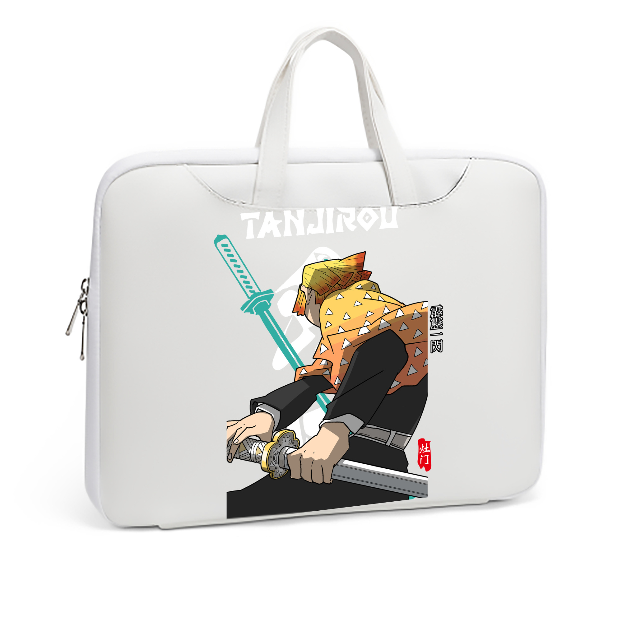 （画像用） 鬼滅の刃（きめつのやいば）我妻 善逸／あがつま ぜんいつ Agatsuma Zenitsu レザーラップトップバッグ　ノートパソコンケース