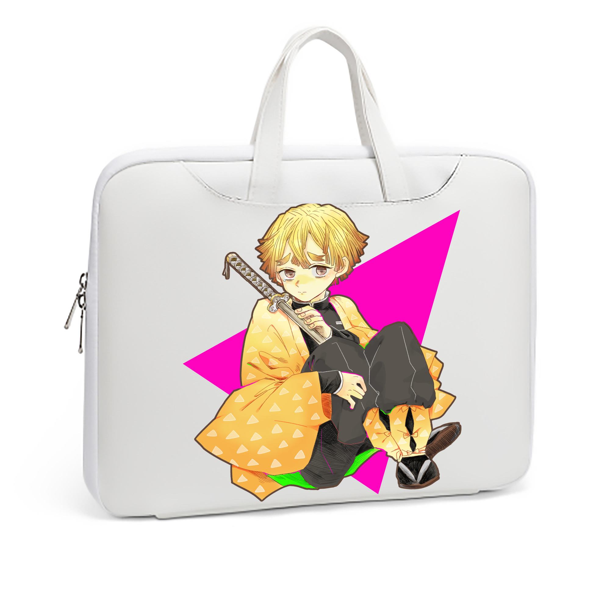 （画像用） 鬼滅の刃（きめつのやいば）我妻 善逸／あがつま ぜんいつ Agatsuma Zenitsu レザーラップトップバッグ　ノートパソコンケース