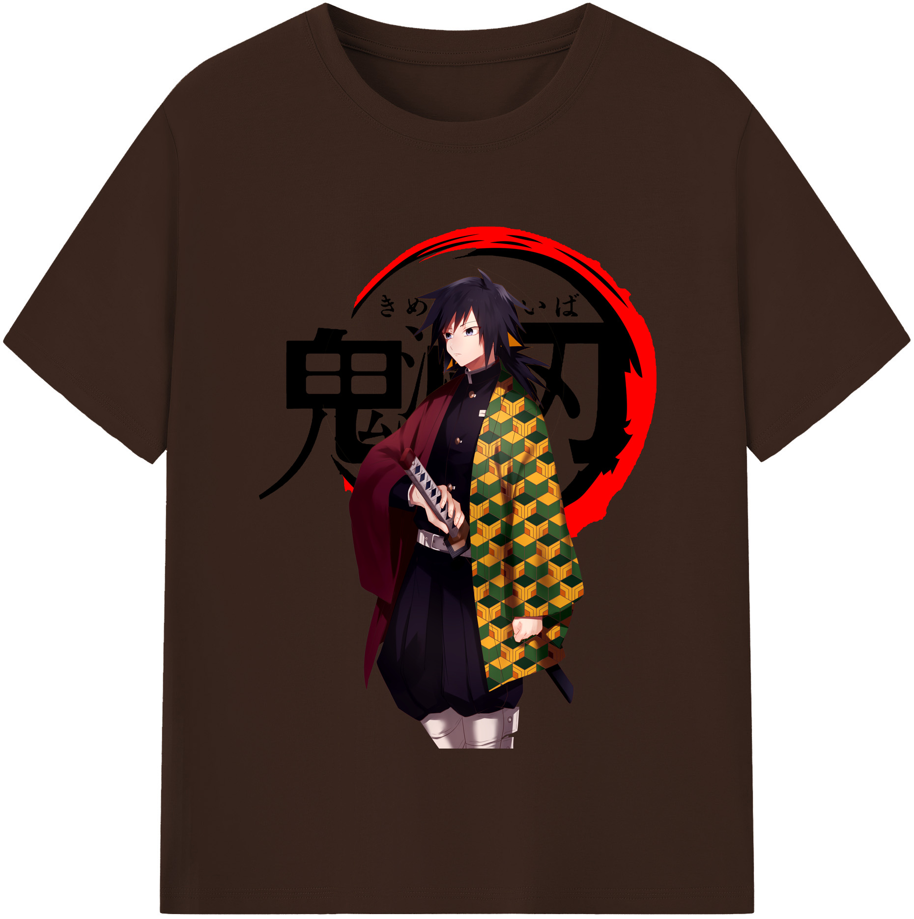 （画像用） 鬼滅の刃（きめつのやいば）水柱-冨岡 義勇／とみおか ぎゆう Tomioka Giyuu 綿100％半袖Tシャツ（フロントプリント）