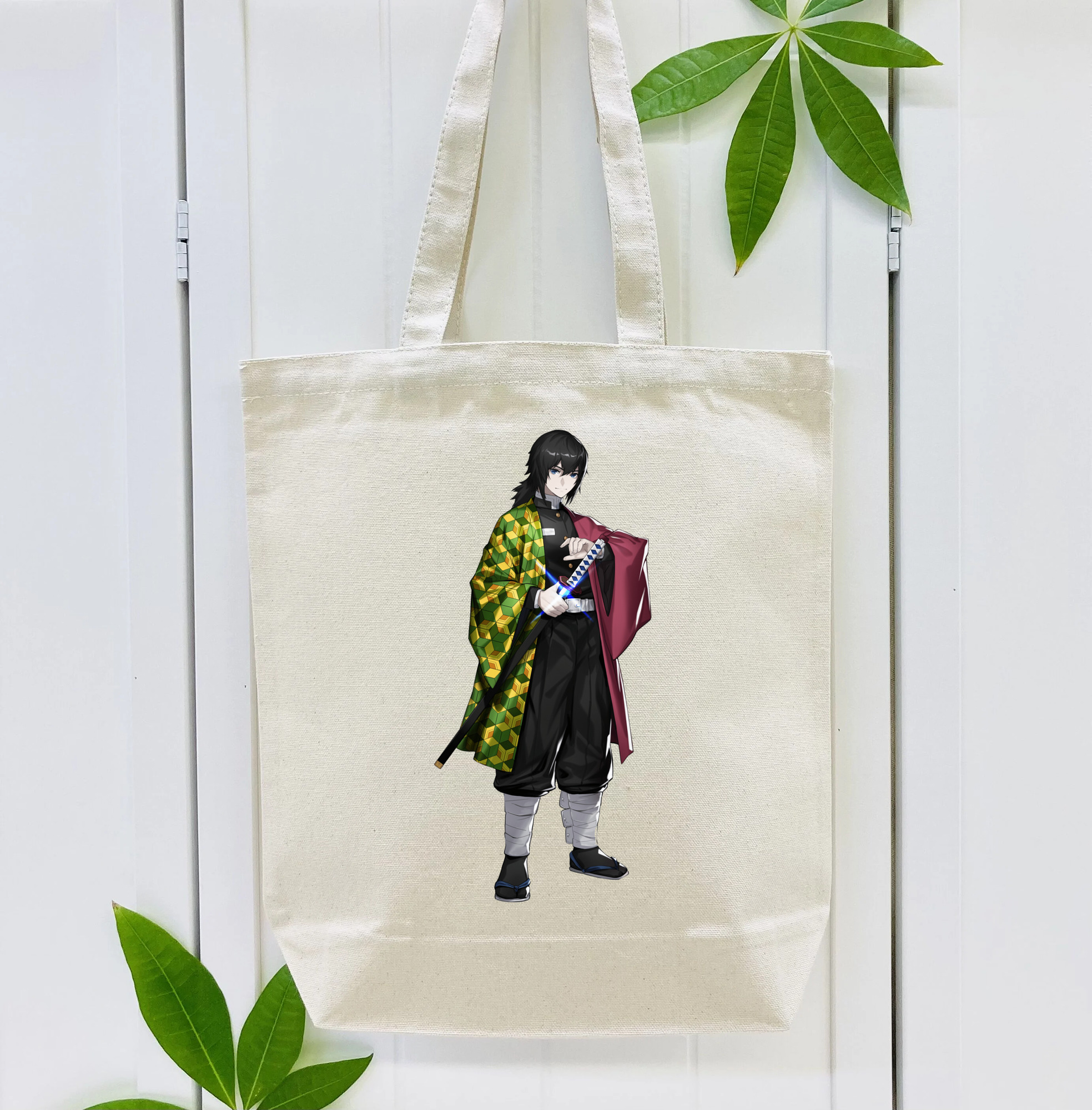 鬼滅の刃（きめつのやいば）水柱-冨岡 義勇／とみおか ぎゆう Tomioka Giyuu 縦型キャンバス生地手提げバッグ　トートバッグ
