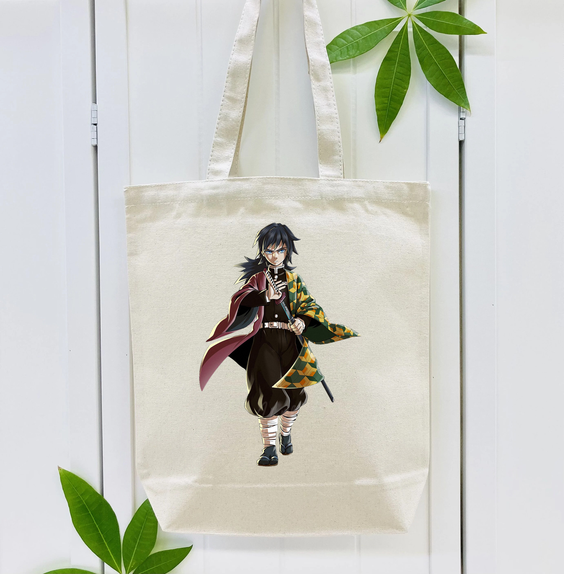 鬼滅の刃（きめつのやいば）水柱-冨岡 義勇／とみおか ぎゆう Tomioka Giyuu 縦型キャンバス生地手提げバッグ　トートバッグ