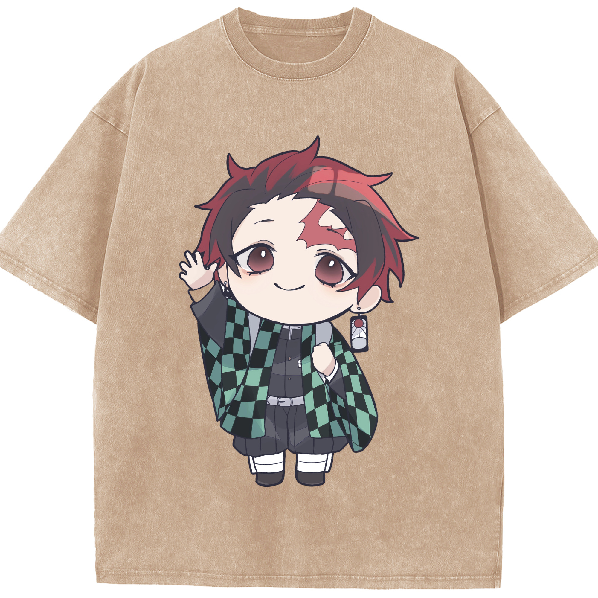 （画像用） 鬼滅の刃 竈門 炭治郎／かまど たんじろう Kamado Tanjirou 綿100% ヴィンテージ風 半袖Tシャツ（フロントプリント）