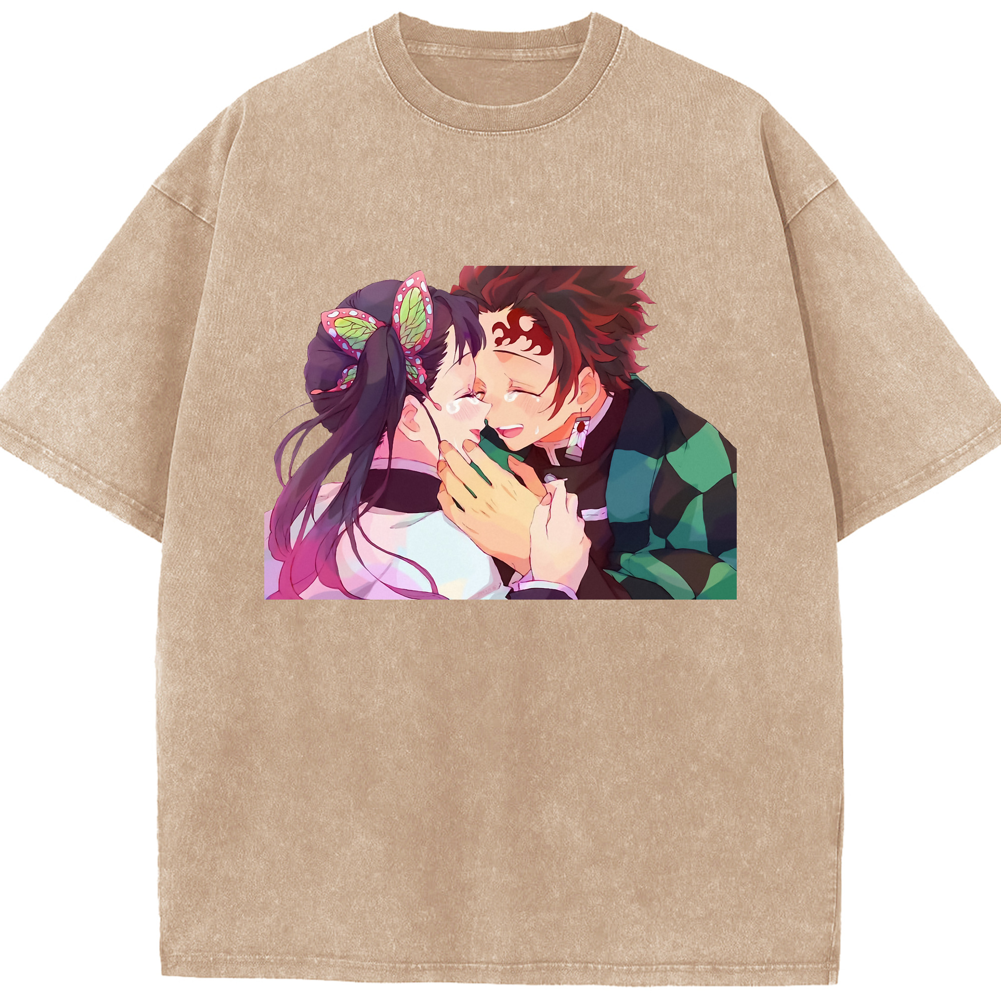 （画像用） 鬼滅の刃 竈門 炭治郎／かまど たんじろう Kamado Tanjirou 綿100% ヴィンテージ風 半袖Tシャツ（フロントプリント）