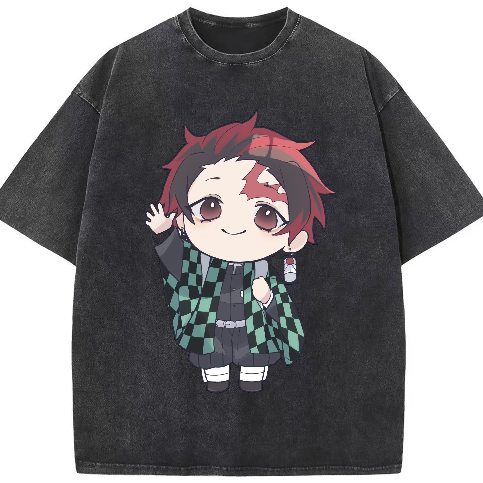 （画像用） 鬼滅の刃 竈門 炭治郎／かまど たんじろう Kamado Tanjirou 綿100% ヴィンテージ風 半袖Tシャツ（フロントプリント）