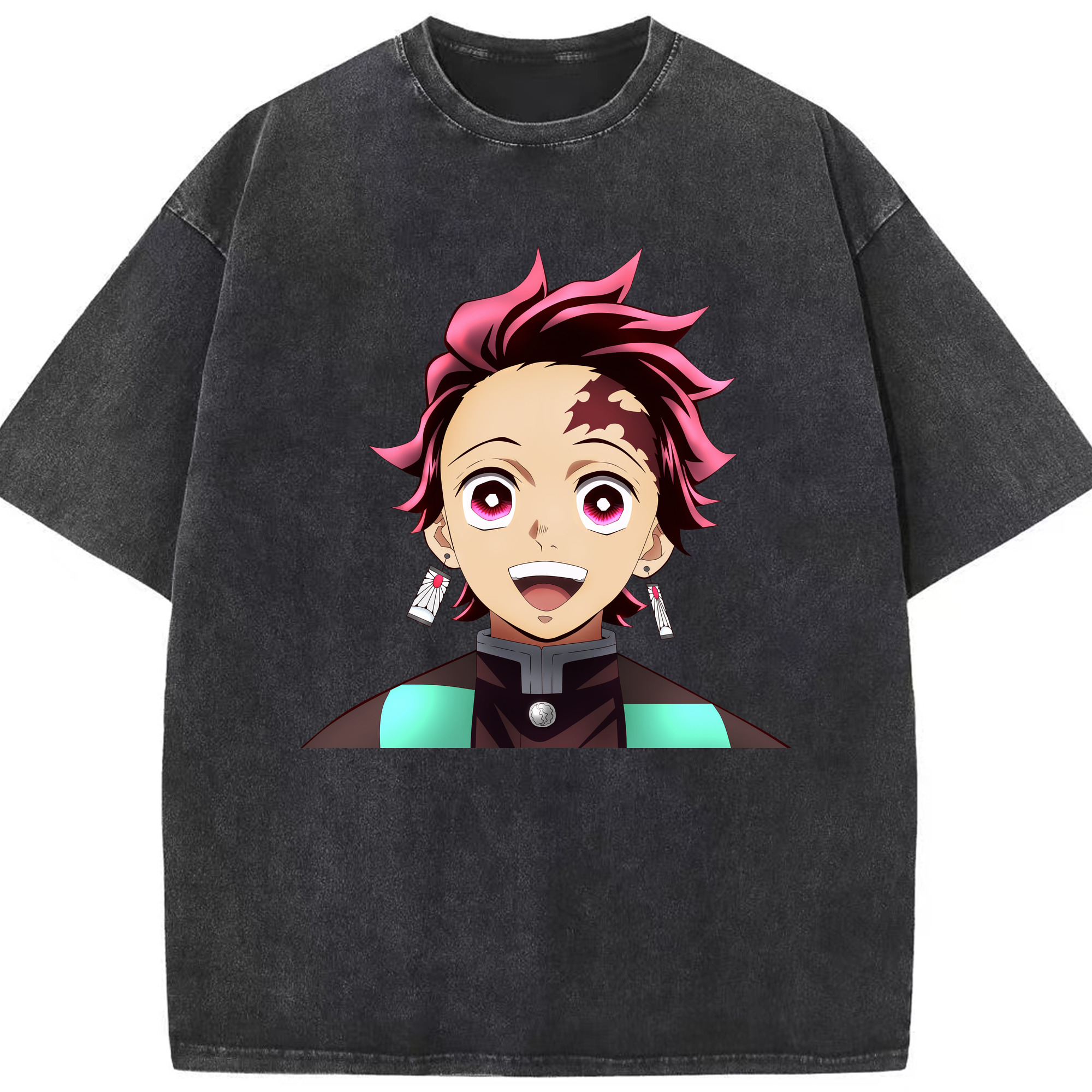 （画像用） 鬼滅の刃 竈門 炭治郎／かまど たんじろう Kamado Tanjirou 綿100% ヴィンテージ風 半袖Tシャツ（フロントプリント）