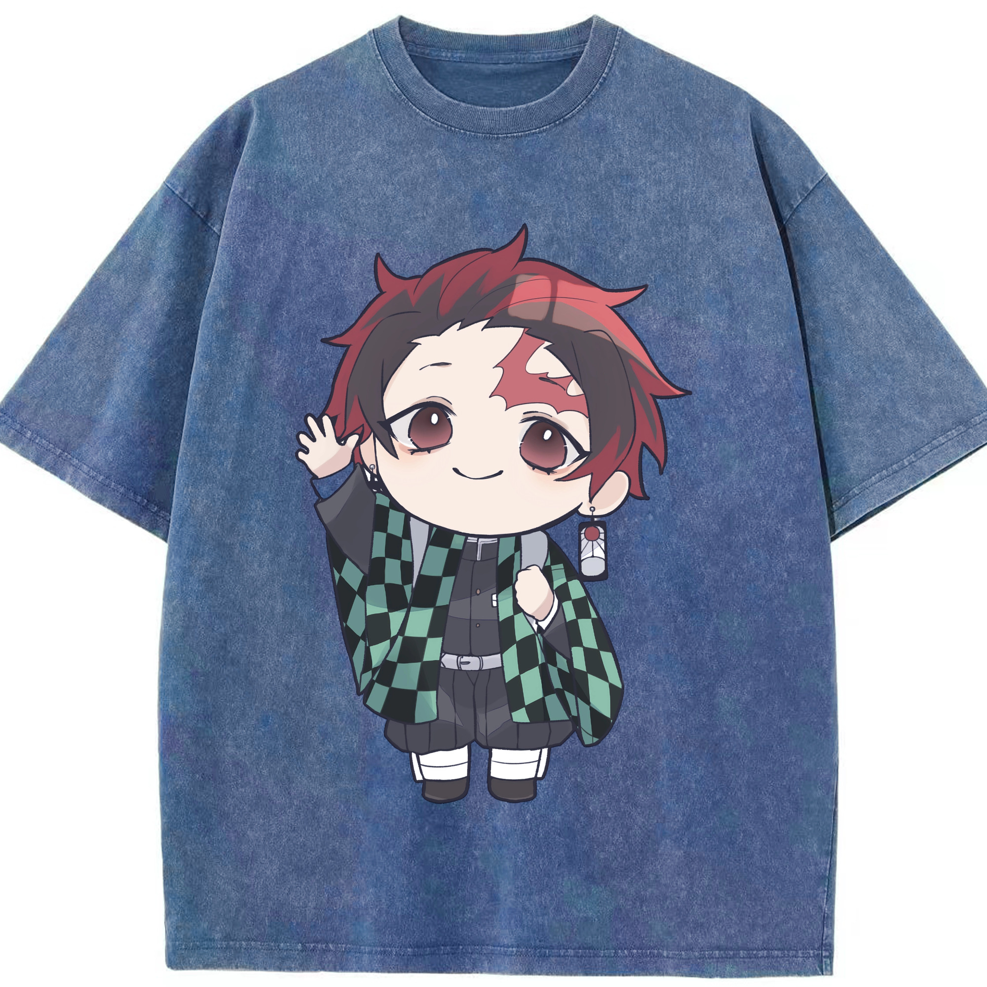 （画像用） 鬼滅の刃 竈門 炭治郎／かまど たんじろう Kamado Tanjirou 綿100% ヴィンテージ風 半袖Tシャツ（フロントプリント）