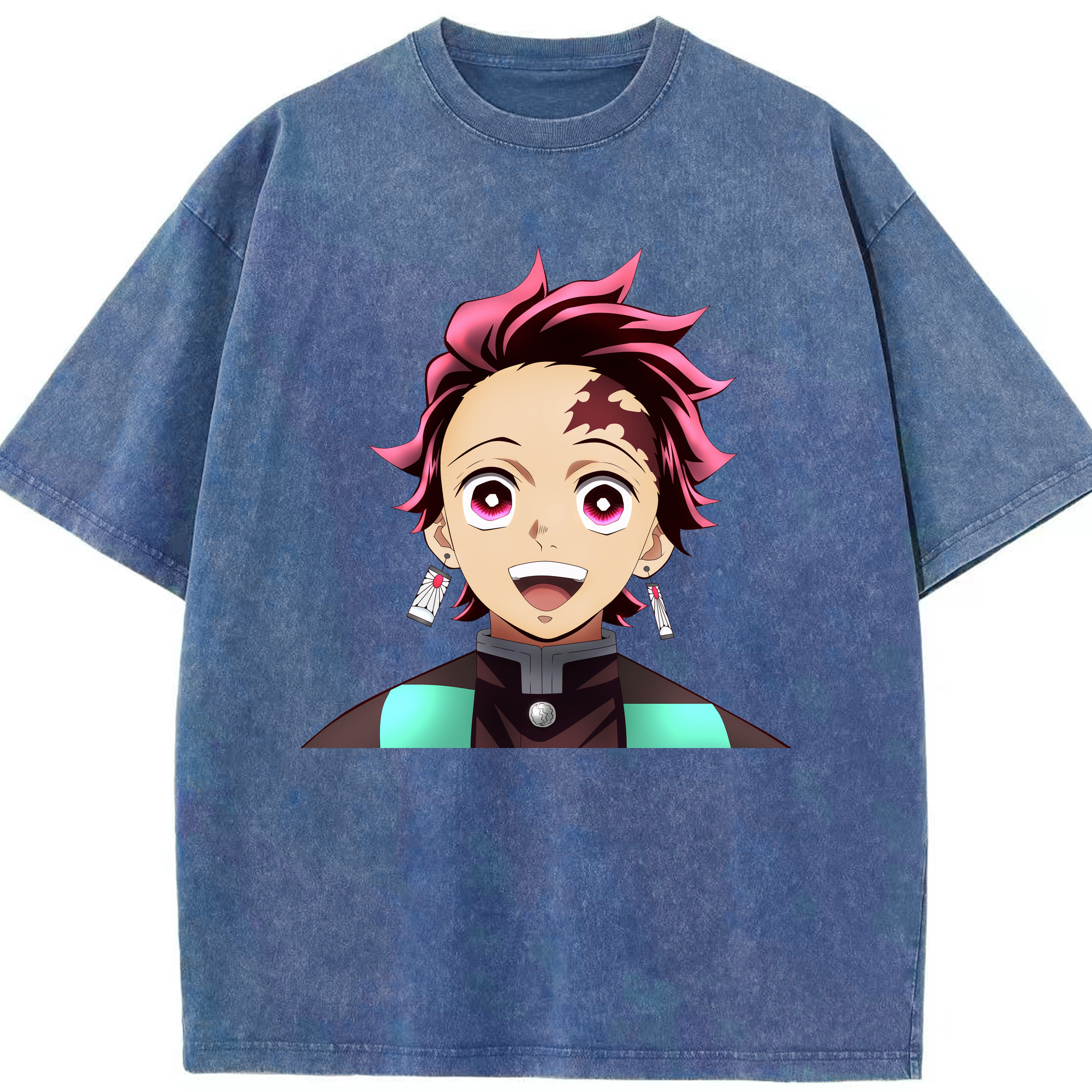 （画像用） 鬼滅の刃 竈門 炭治郎／かまど たんじろう Kamado Tanjirou 綿100% ヴィンテージ風 半袖Tシャツ（フロントプリント）