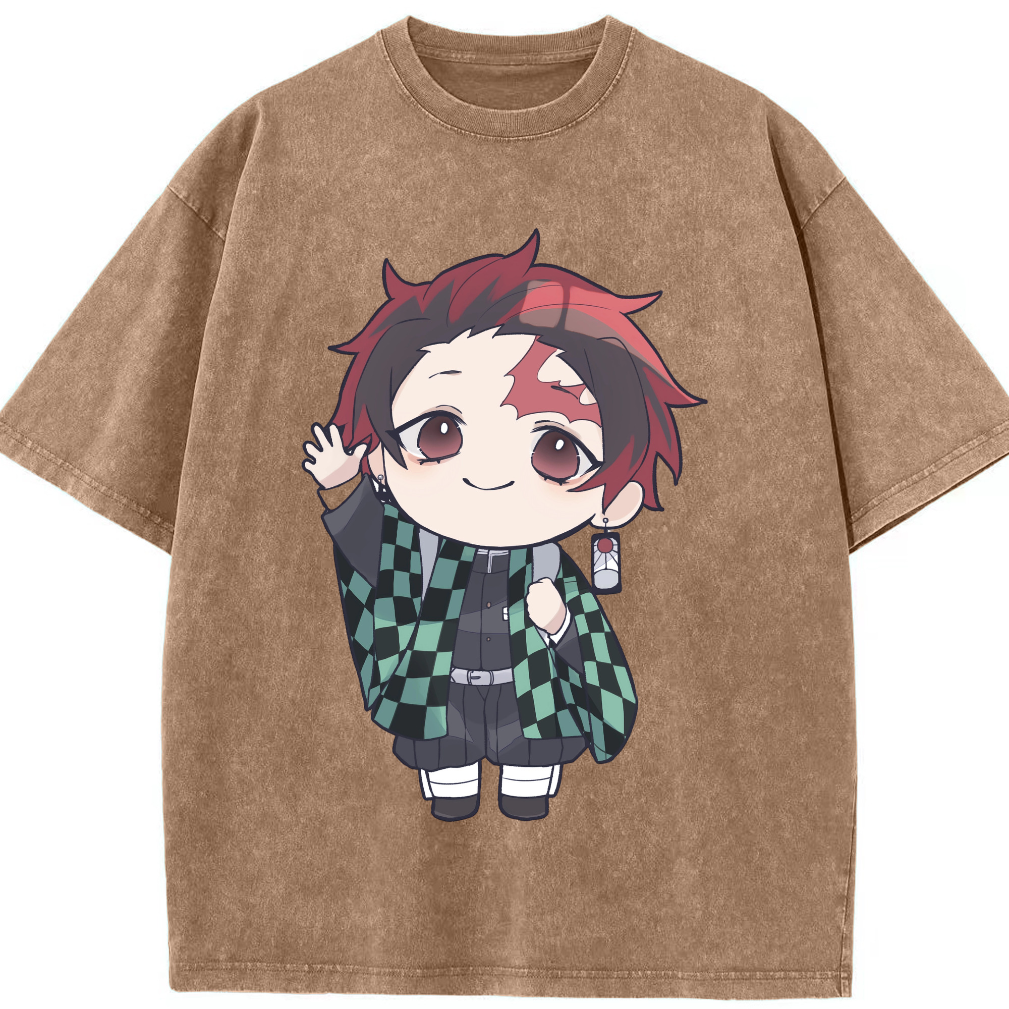 （画像用） 鬼滅の刃 竈門 炭治郎／かまど たんじろう Kamado Tanjirou 綿100% ヴィンテージ風 半袖Tシャツ（フロントプリント）