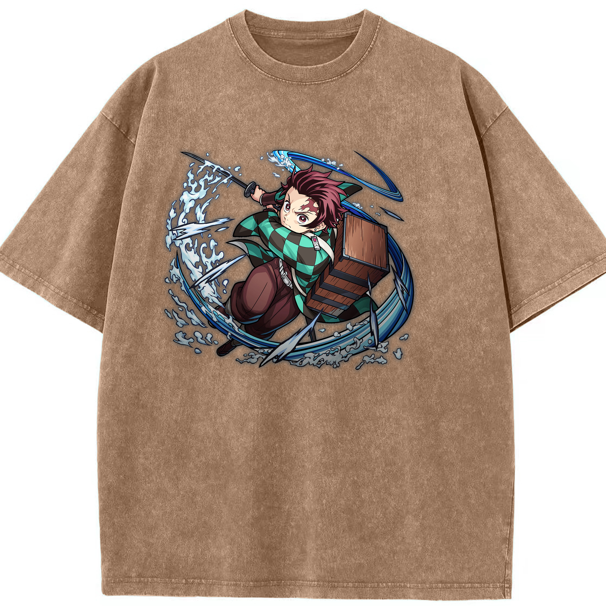 （画像用） 鬼滅の刃 竈門 炭治郎／かまど たんじろう Kamado Tanjirou 綿100% ヴィンテージ風 半袖Tシャツ（フロントプリント）