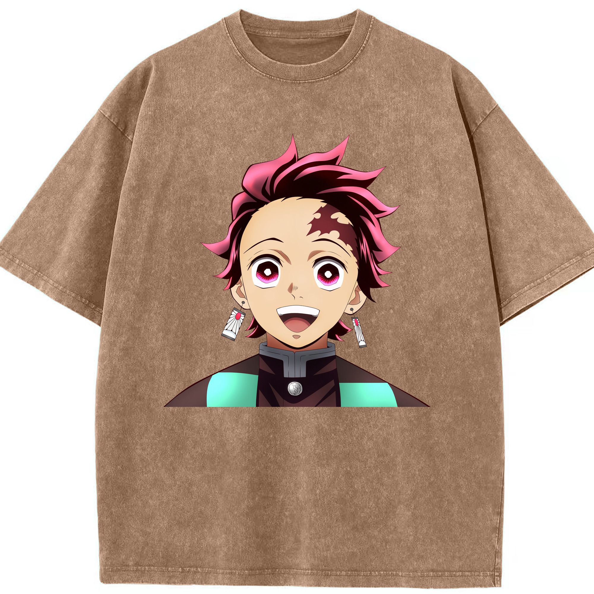 （画像用） 鬼滅の刃 竈門 炭治郎／かまど たんじろう Kamado Tanjirou 綿100% ヴィンテージ風 半袖Tシャツ（フロントプリント）
