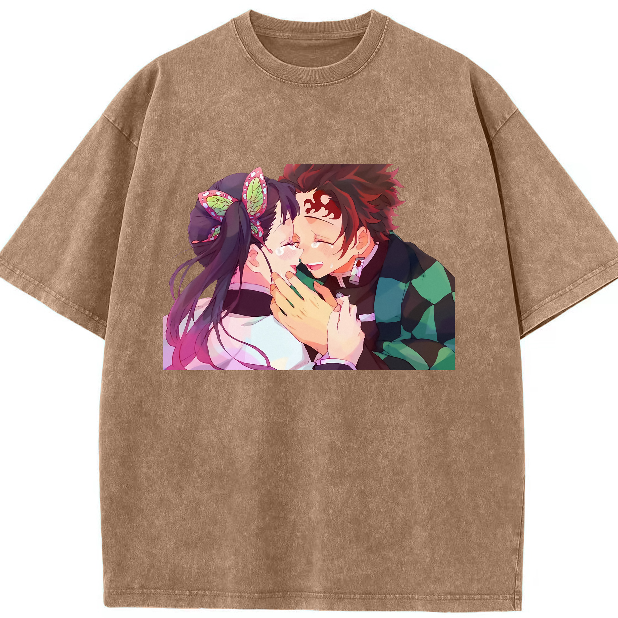 （画像用） 鬼滅の刃 竈門 炭治郎／かまど たんじろう Kamado Tanjirou 綿100% ヴィンテージ風 半袖Tシャツ（フロントプリント）