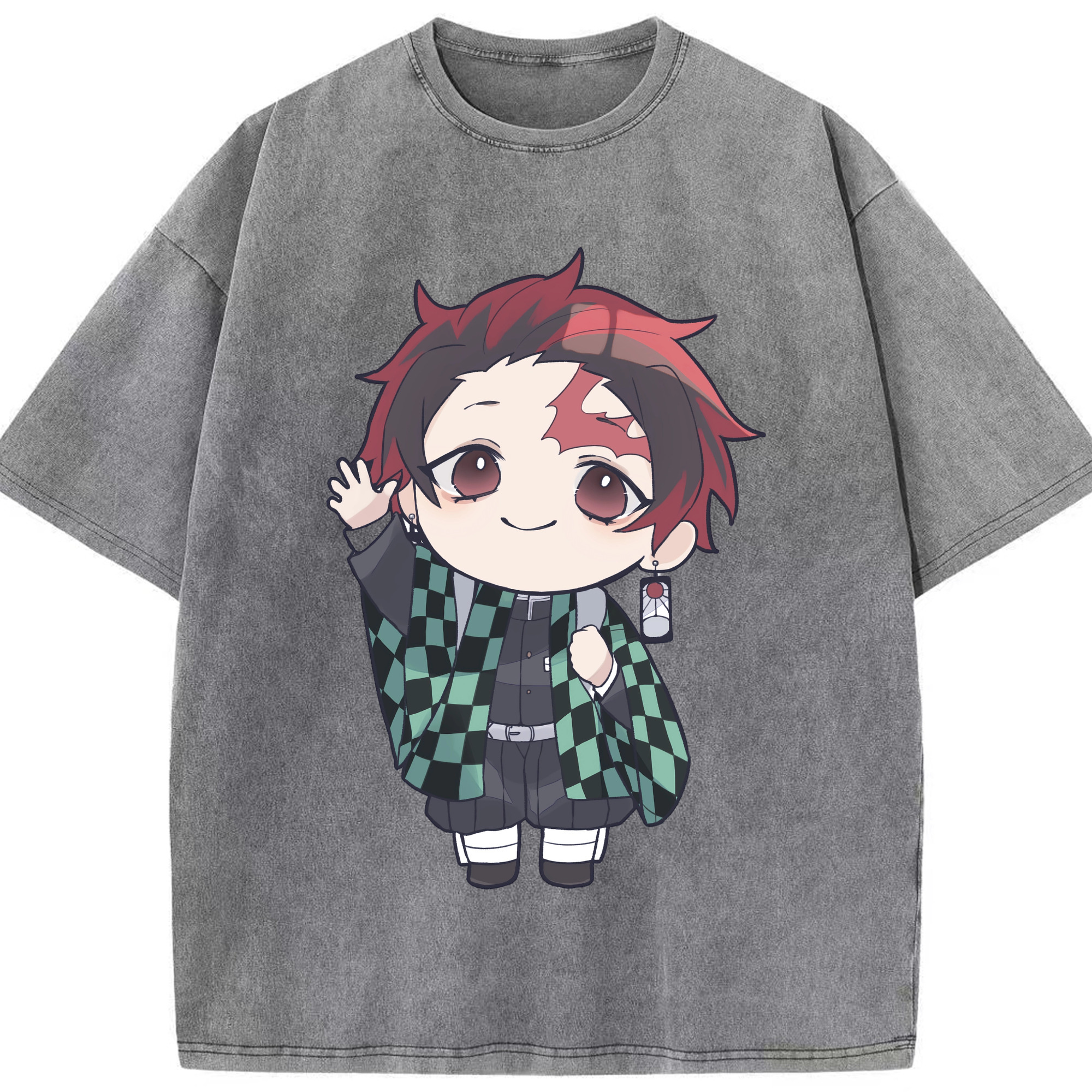 （画像用） 鬼滅の刃 竈門 炭治郎／かまど たんじろう Kamado Tanjirou 綿100% ヴィンテージ風 半袖Tシャツ（フロントプリント）