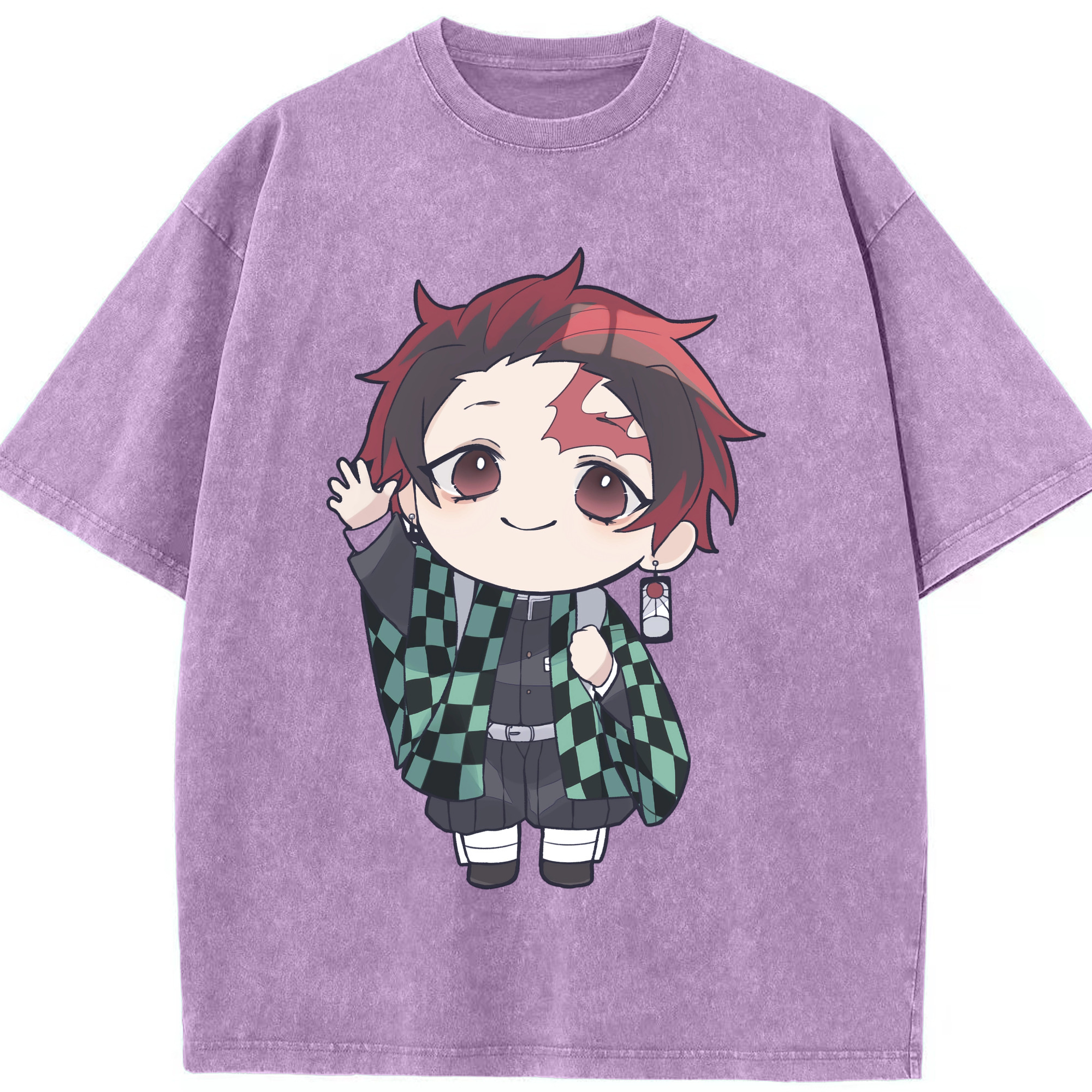 （画像用） 鬼滅の刃 竈門 炭治郎／かまど たんじろう Kamado Tanjirou 綿100% ヴィンテージ風 半袖Tシャツ（フロントプリント）