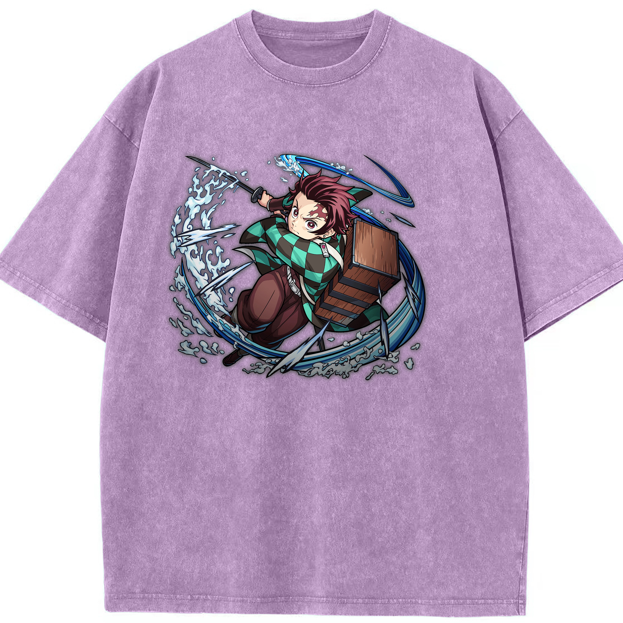 （画像用） 鬼滅の刃 竈門 炭治郎／かまど たんじろう Kamado Tanjirou 綿100% ヴィンテージ風 半袖Tシャツ（フロントプリント）