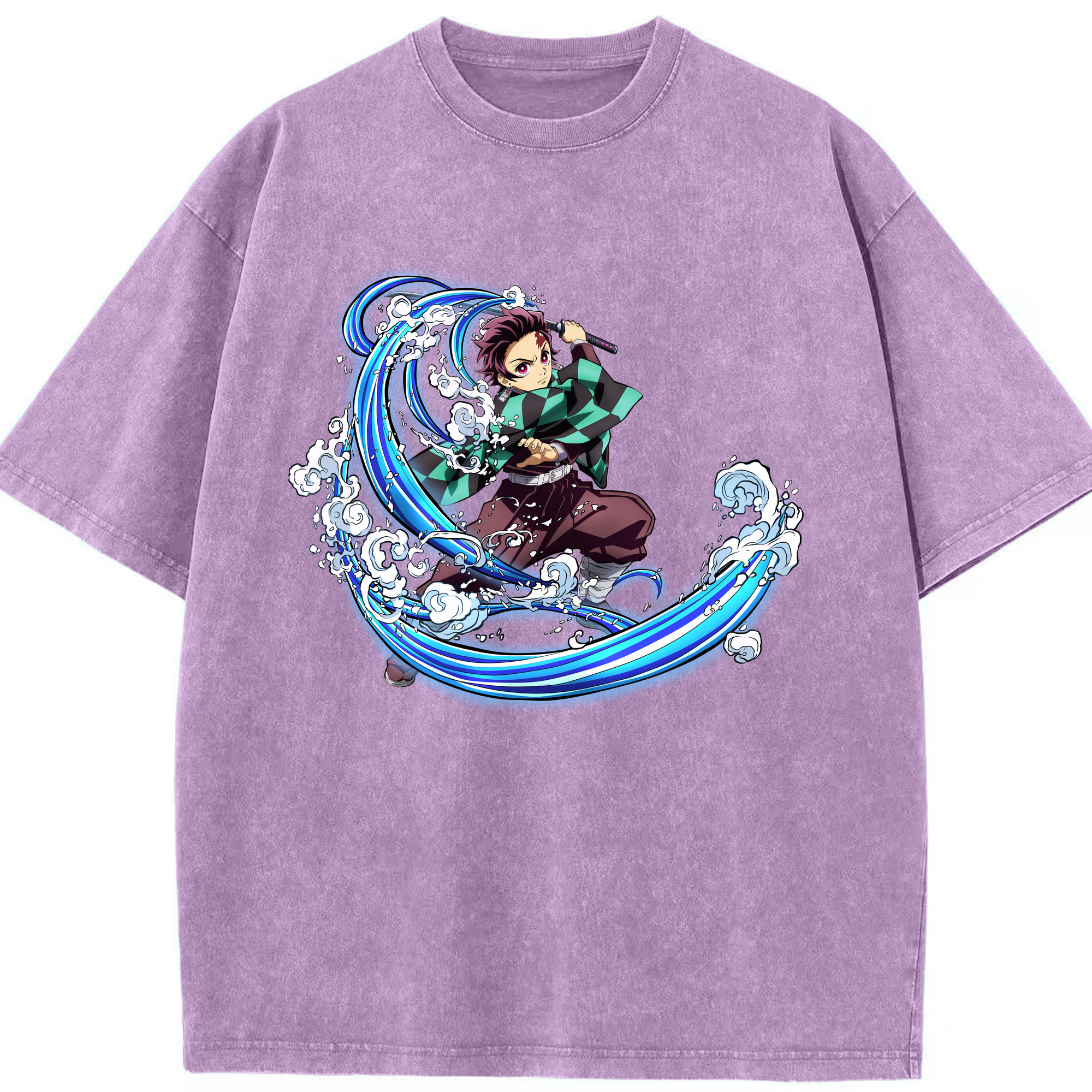 （画像用） 鬼滅の刃 竈門 炭治郎／かまど たんじろう Kamado Tanjirou 綿100% ヴィンテージ風 半袖Tシャツ（フロントプリント）